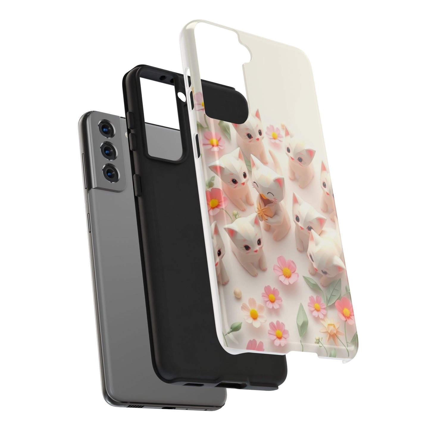 Kittens-n-Flowers Impact-Resistant Phone Case