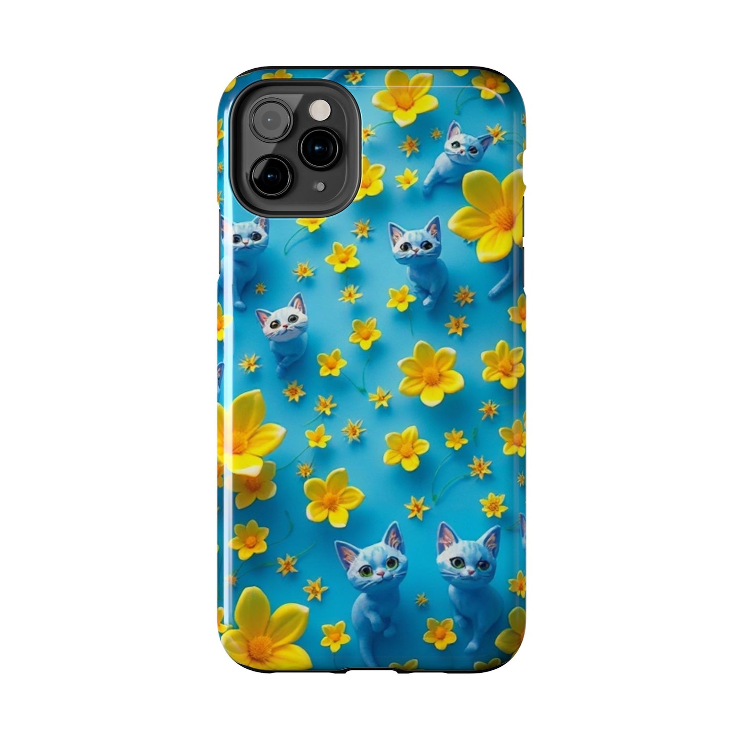 Kittens-n-Flowers Impact-Resistant Phone Case