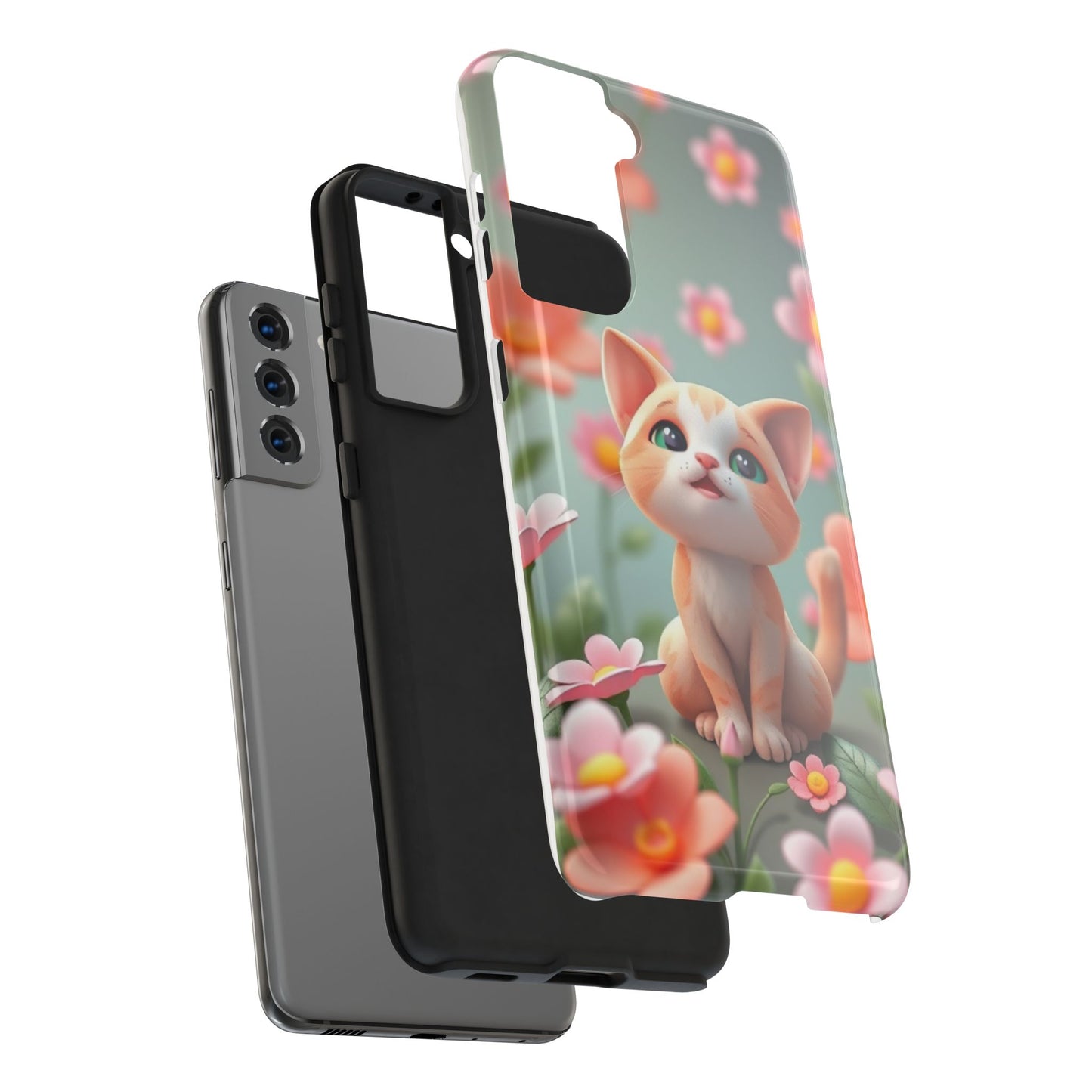 Kittens-n-Flowers Impact-Resistant Phone Case