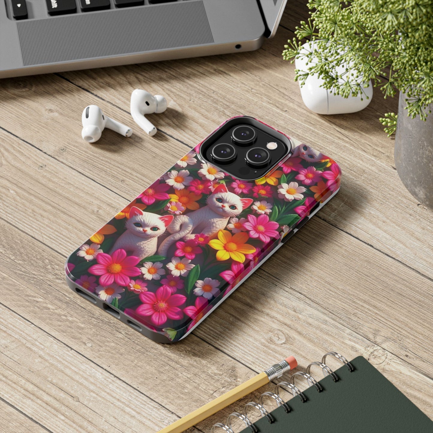 Kittens-n-Flowers Impact-Resistant Phone Case