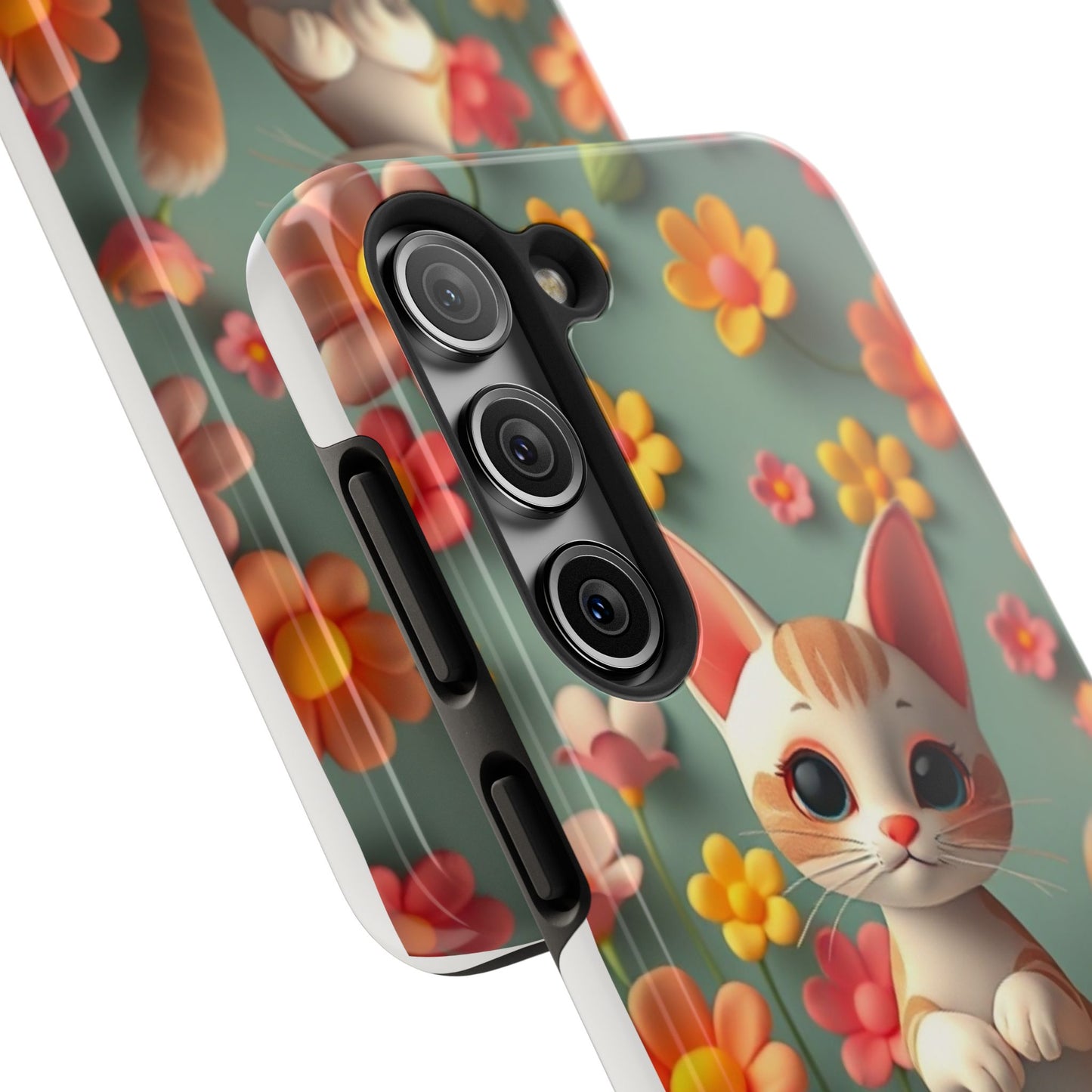 Kittens-n-Flowers Impact-Resistant Phone Case