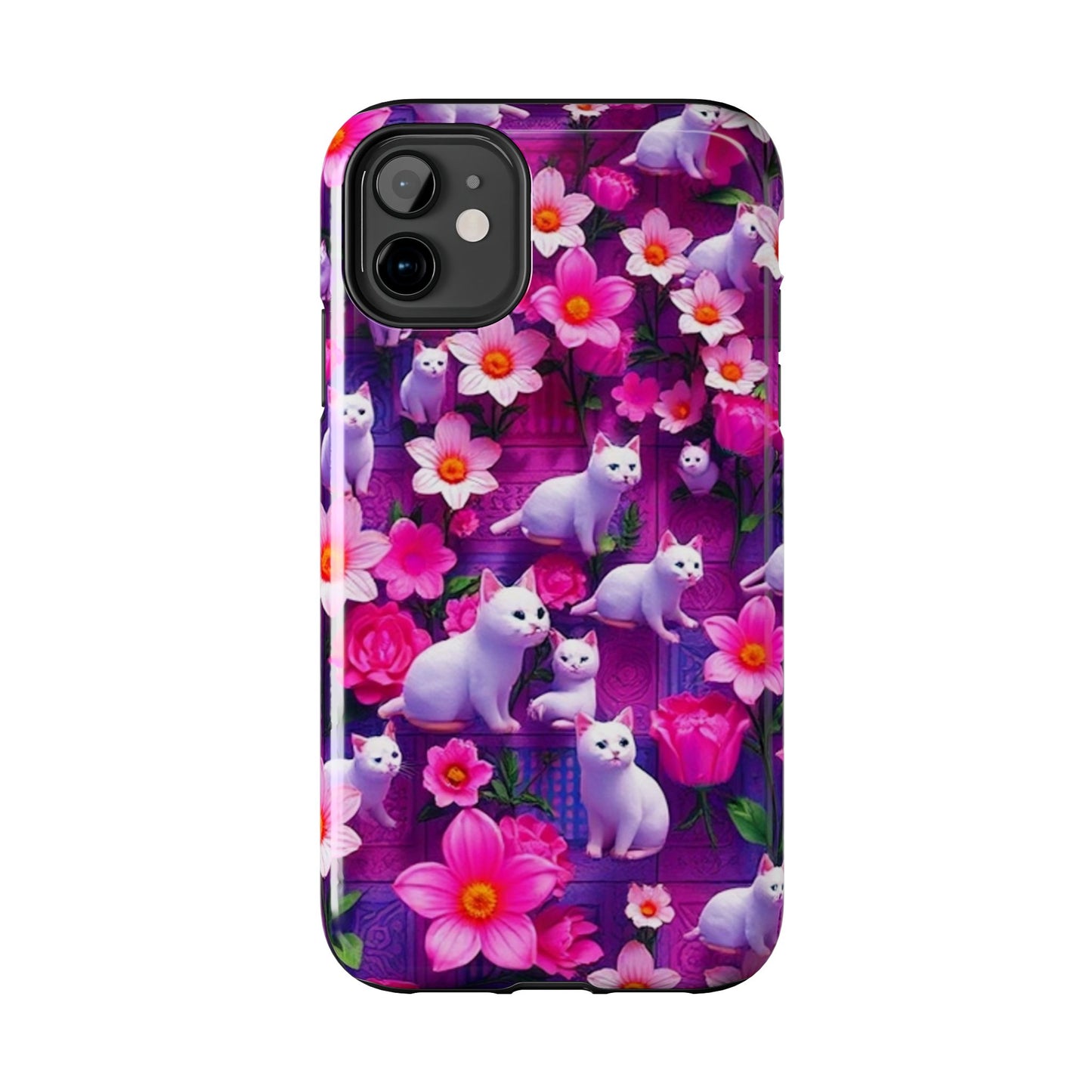 Kittens-n-Flowers Impact-Resistant Phone Case