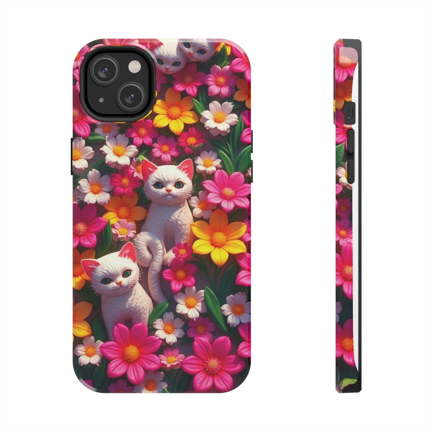 Kittens-n-Flowers Impact-Resistant Phone Case