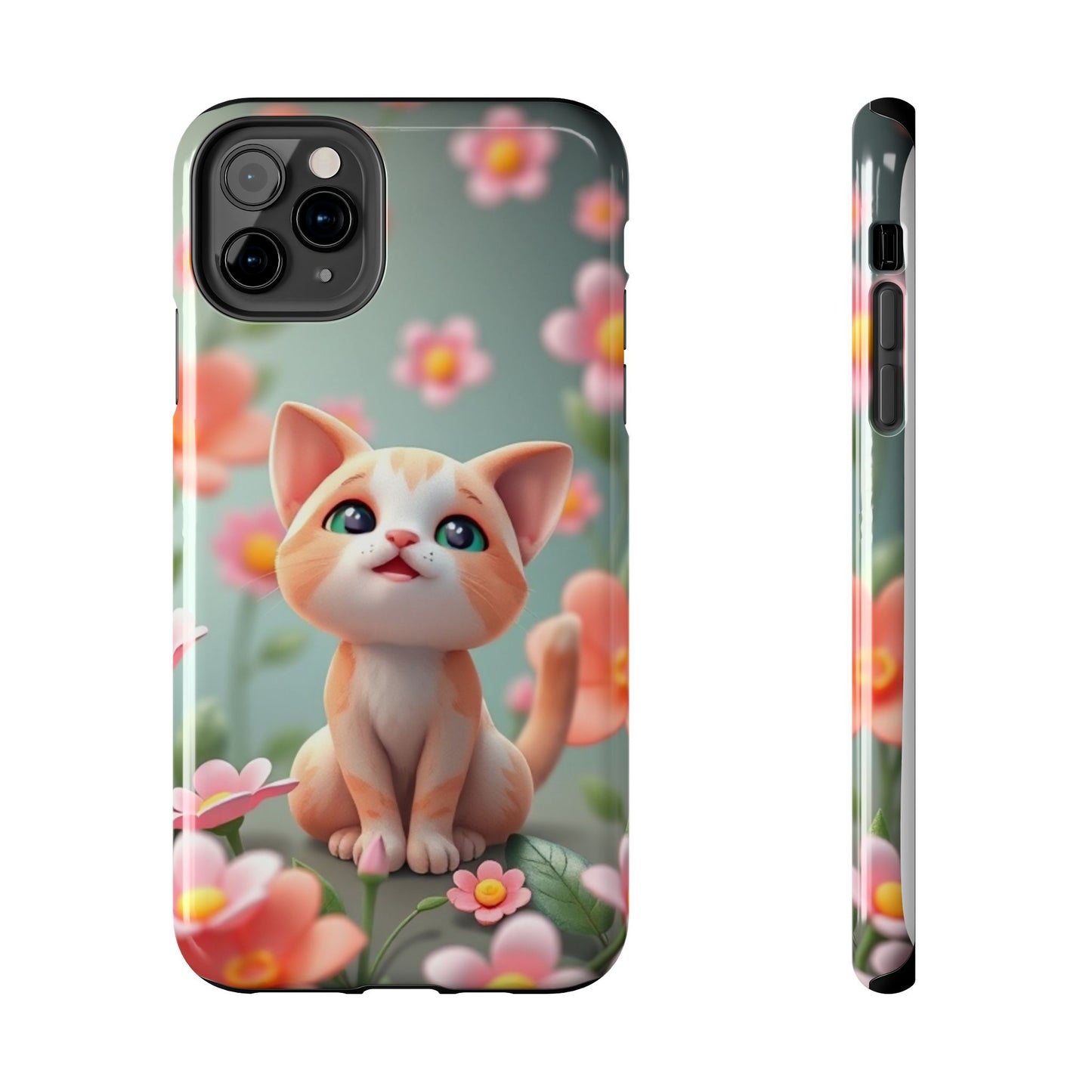 Kittens-n-Flowers Impact-Resistant Phone Case