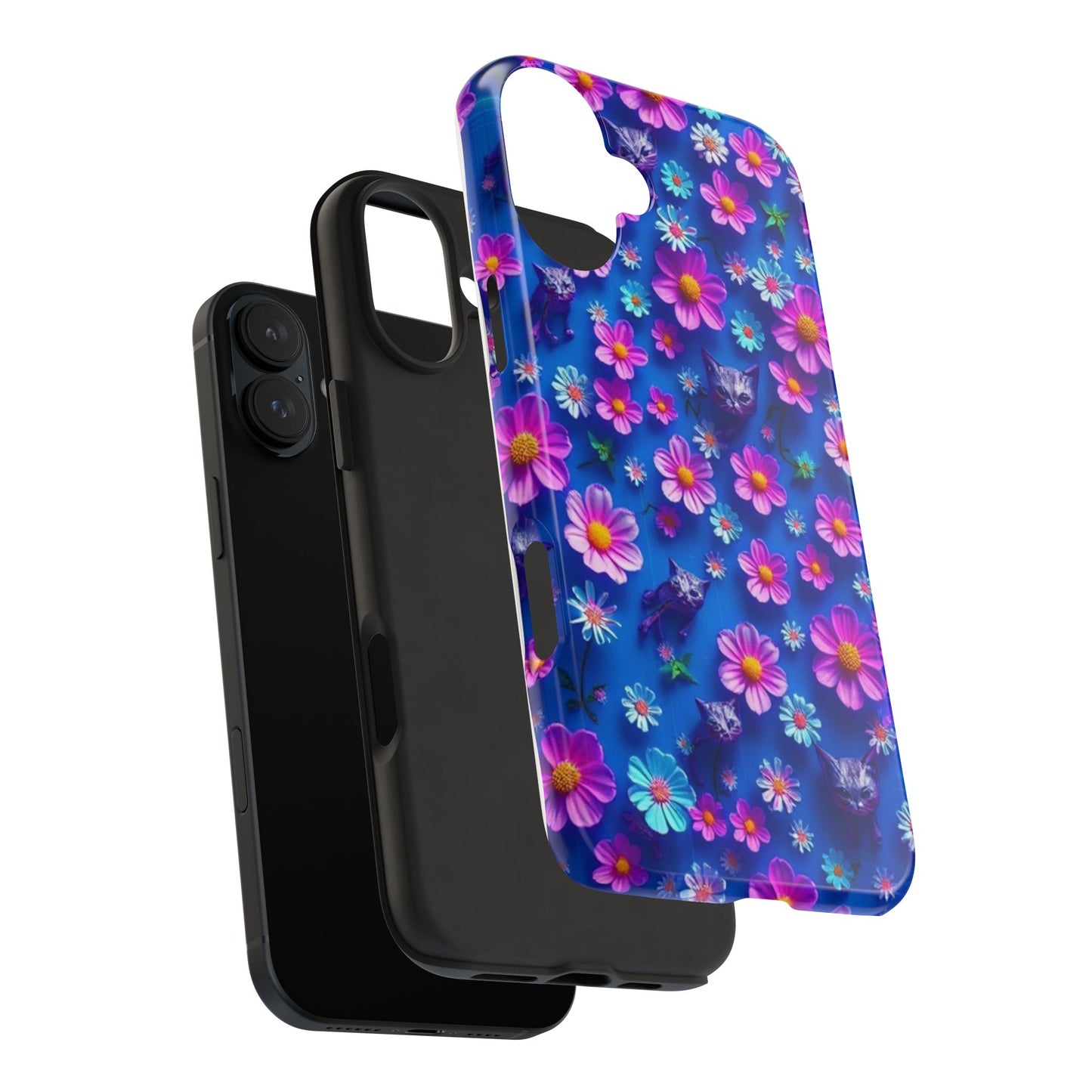 Kittens-n-Flowers Impact-Resistant Phone Case