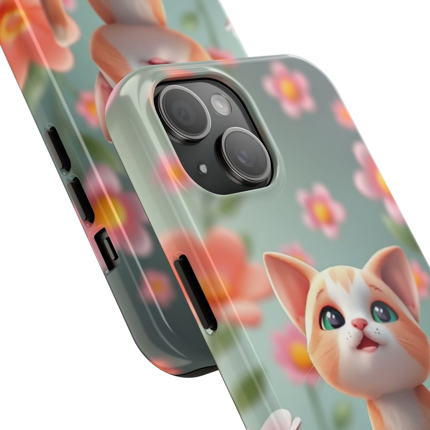 Kittens-n-Flowers Impact-Resistant Phone Case