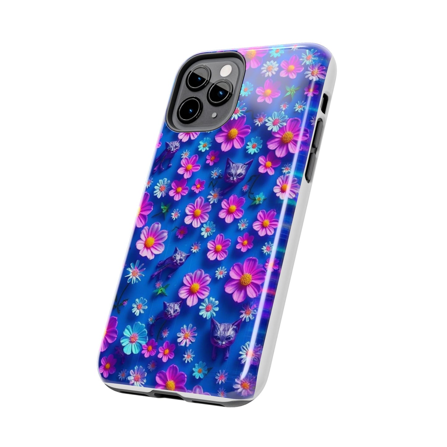 Kittens-n-Flowers Impact-Resistant Phone Case