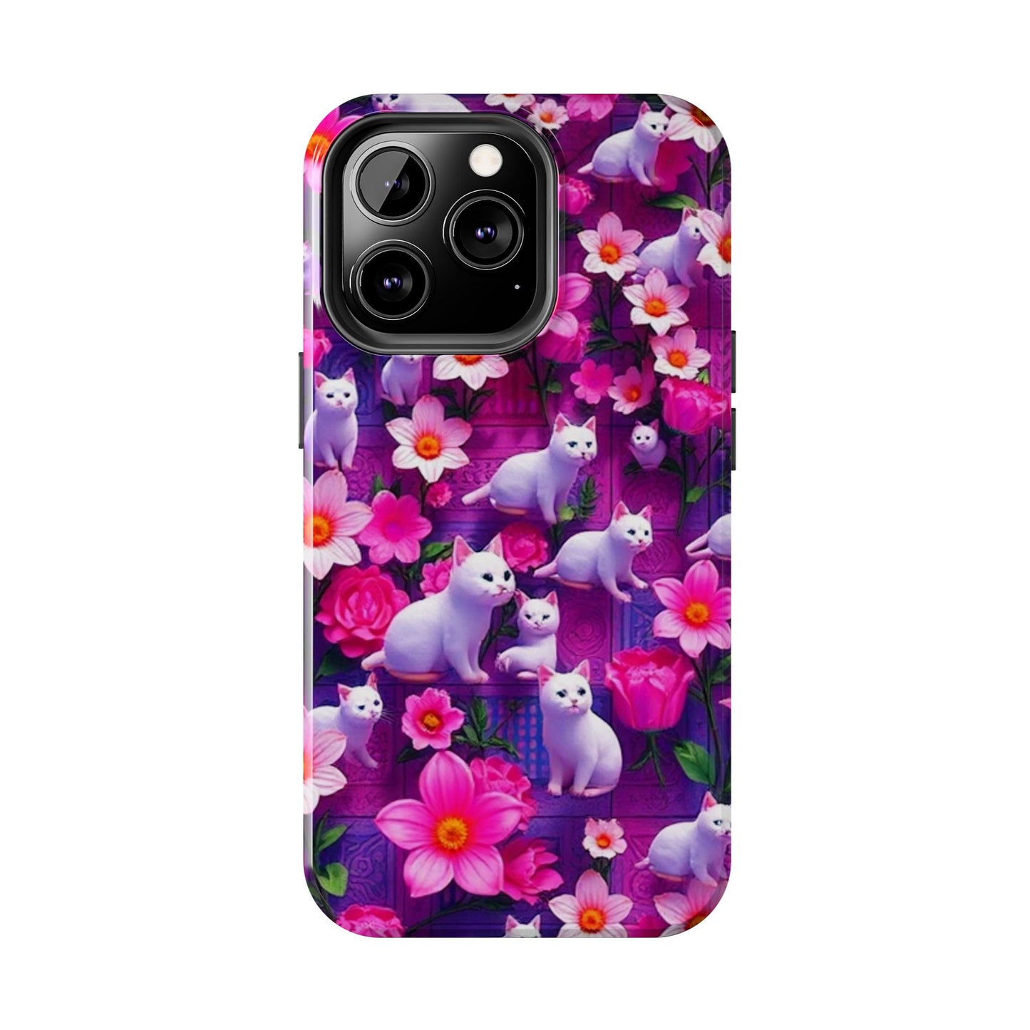 Kittens-n-Flowers Impact-Resistant Phone Case