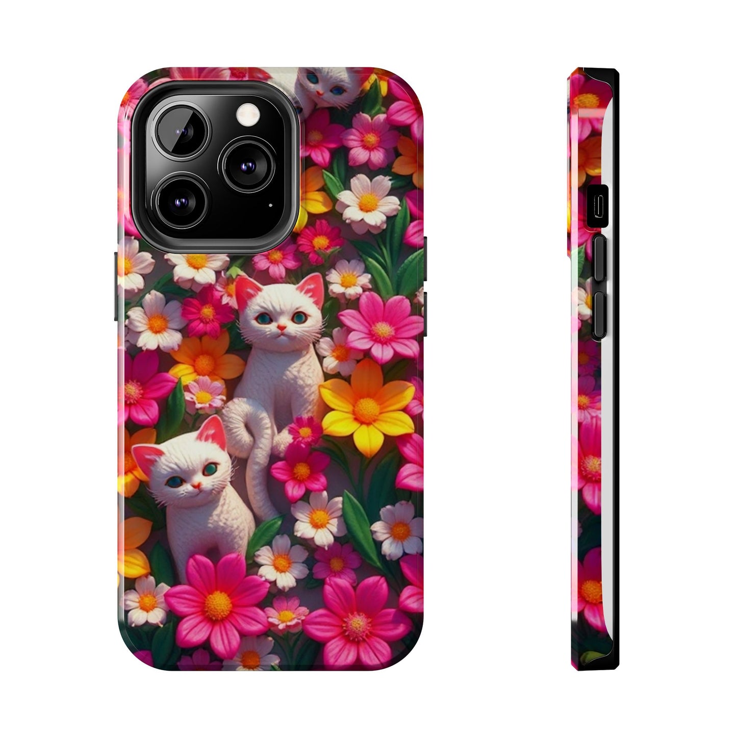 Kittens-n-Flowers Impact-Resistant Phone Case