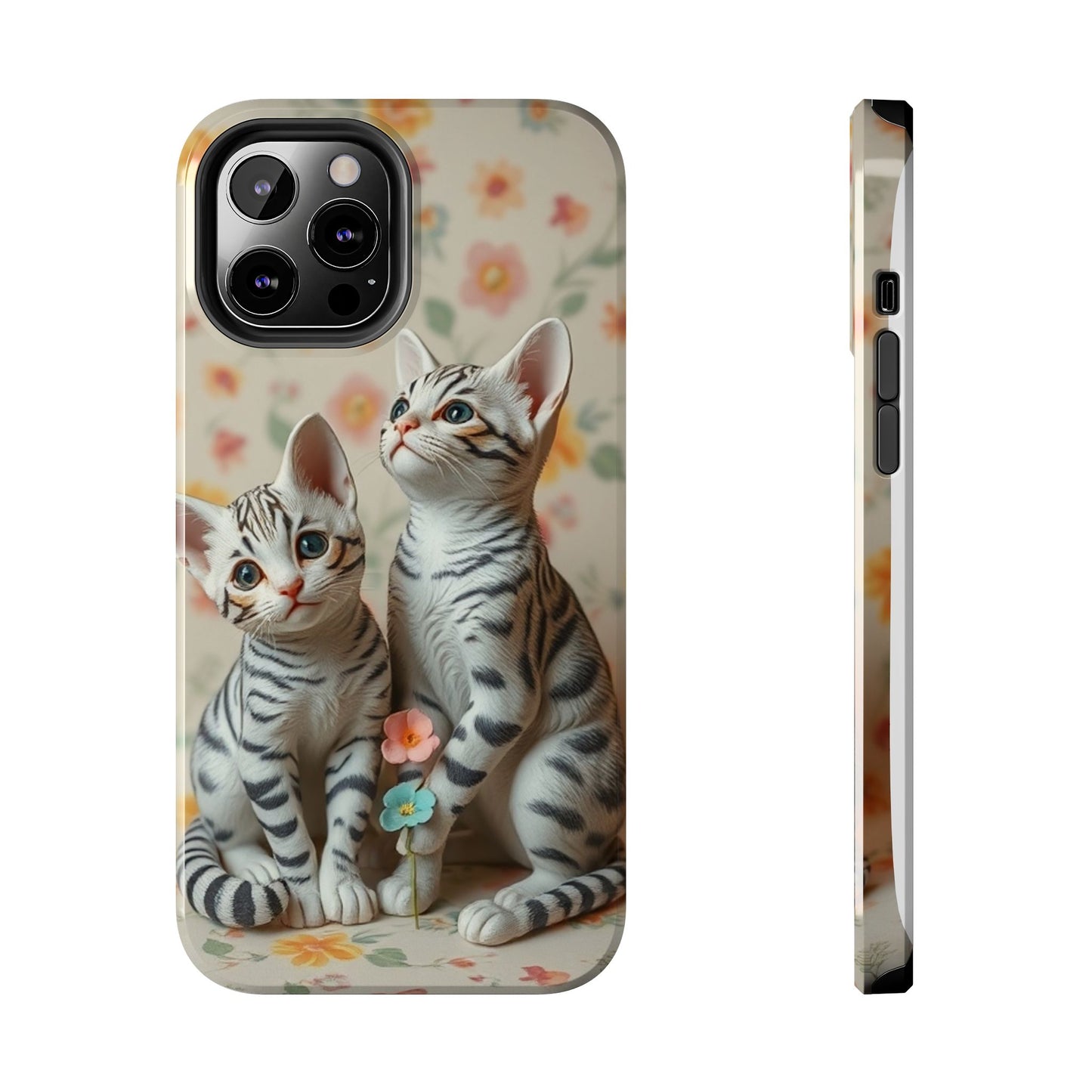 Kittens-n-Flowers Impact-Resistant Phone Case