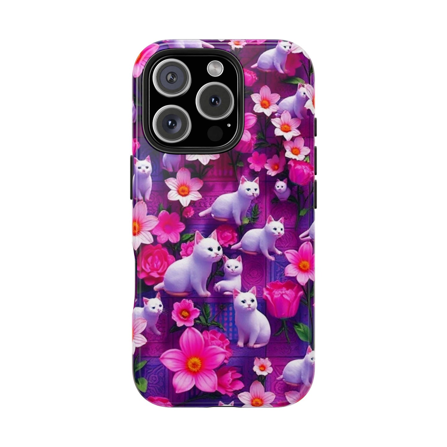 Kittens-n-Flowers Impact-Resistant Phone Case