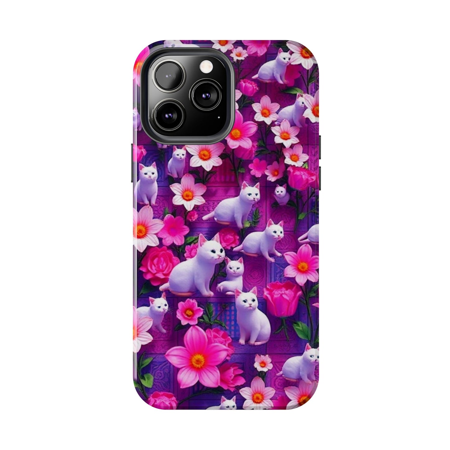 Kittens-n-Flowers Impact-Resistant Phone Case