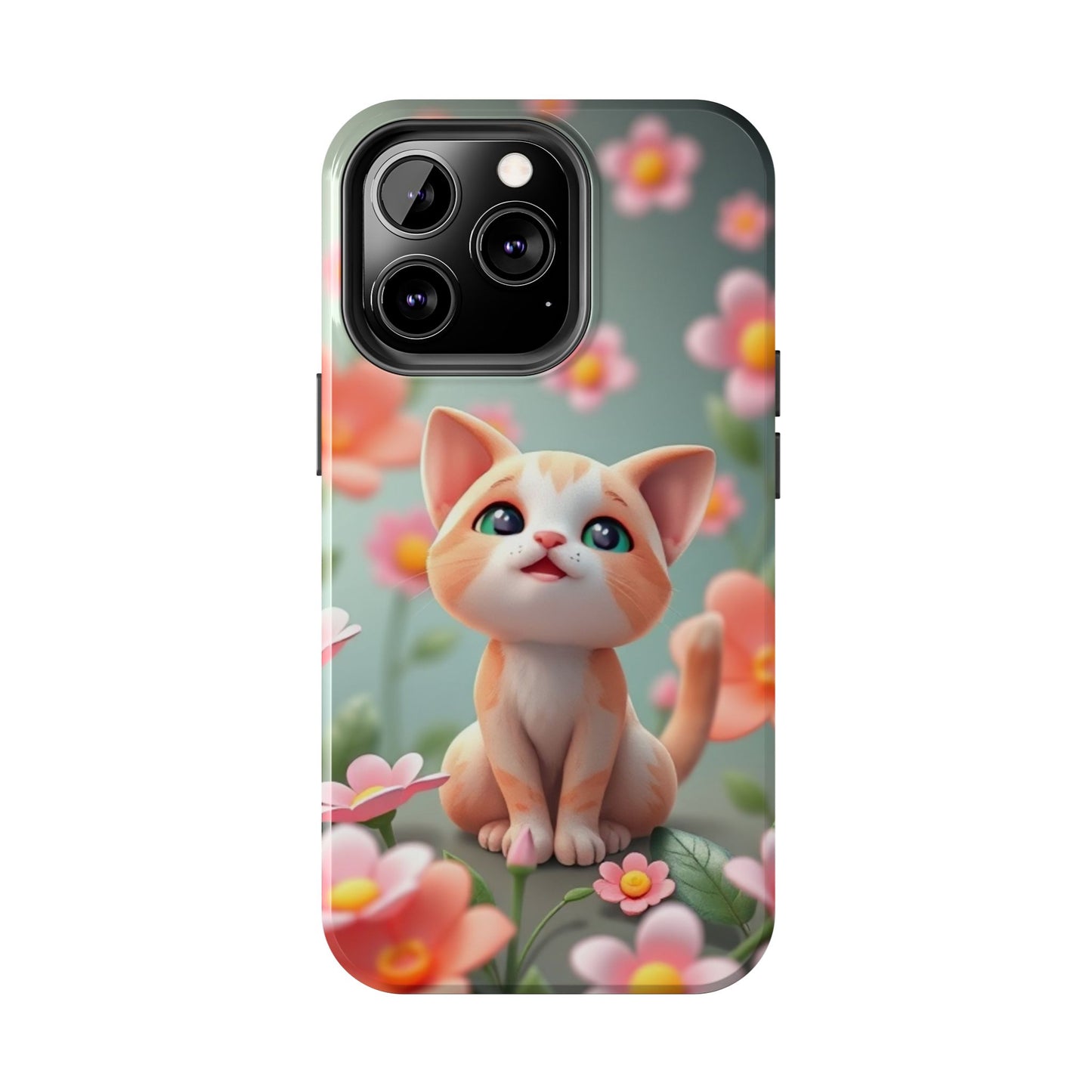 Kittens-n-Flowers Impact-Resistant Phone Case