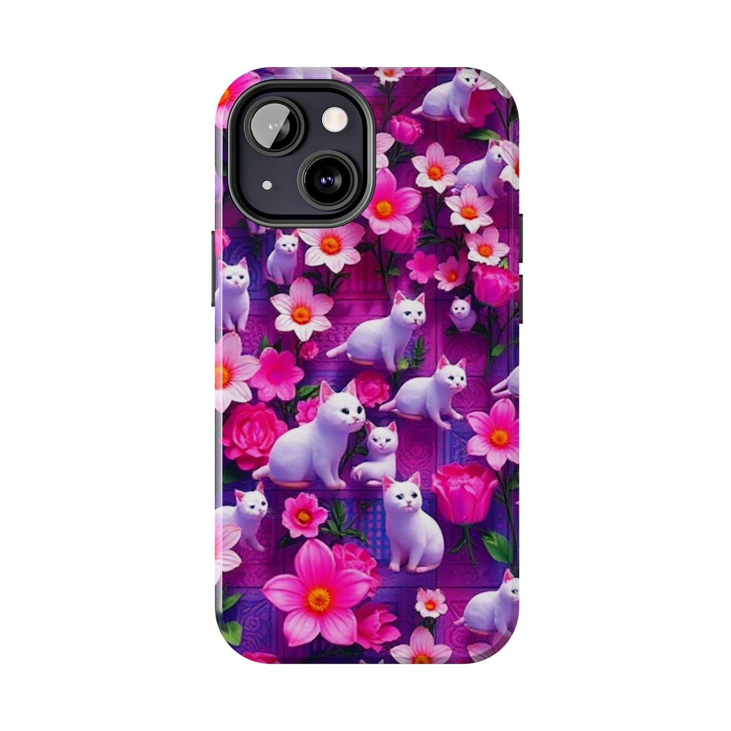 Kittens-n-Flowers Impact-Resistant Phone Case