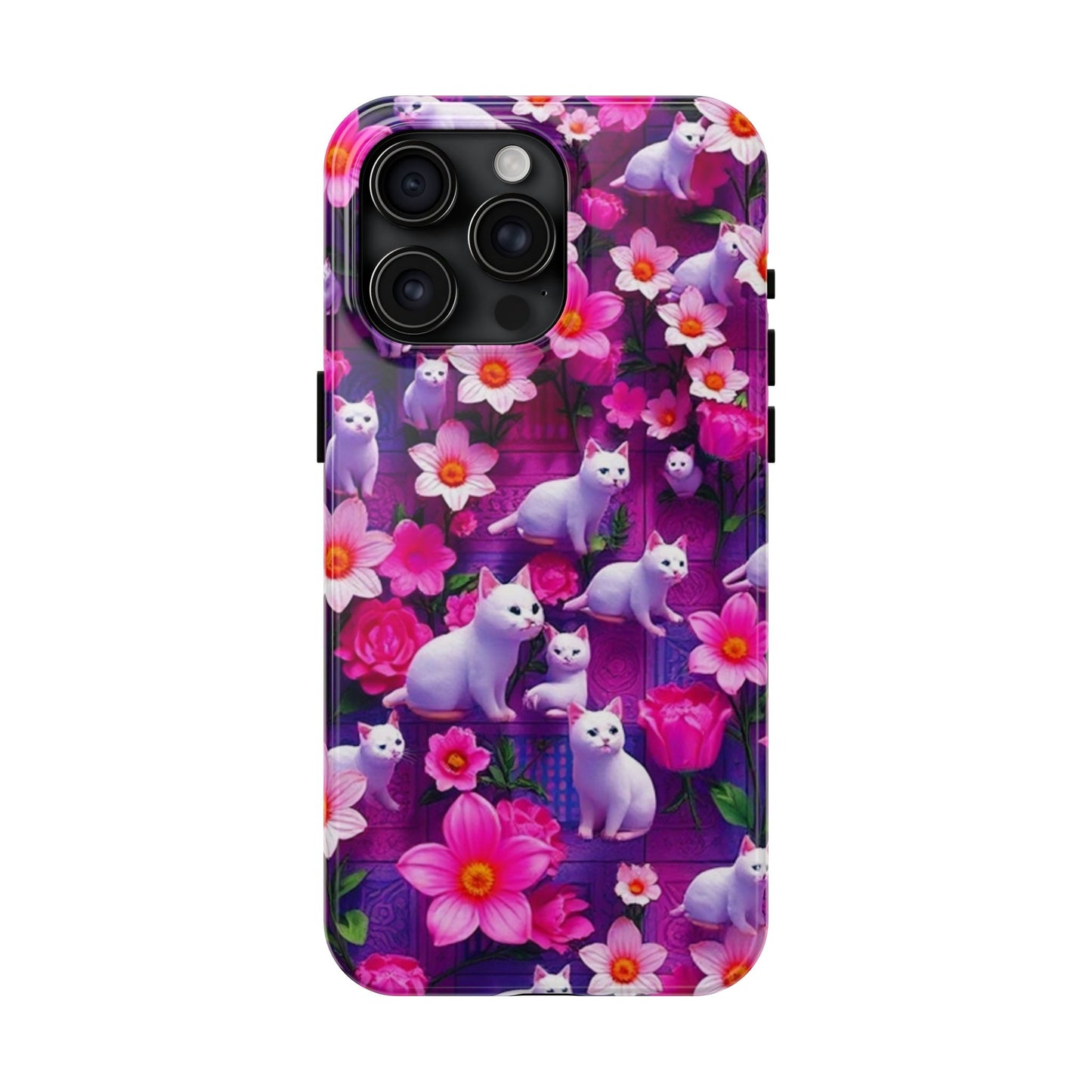 Kittens-n-Flowers Impact-Resistant Phone Case