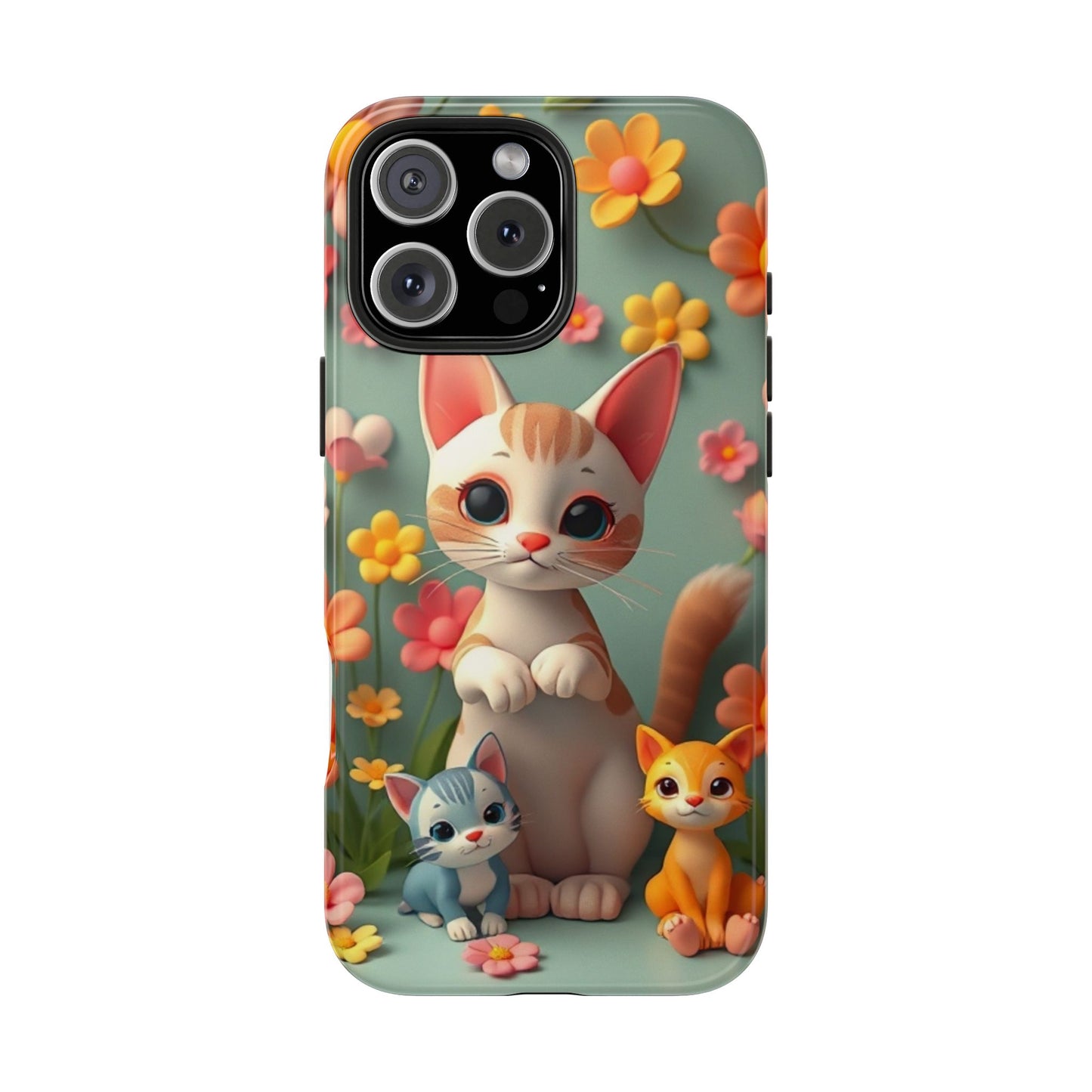 Kittens-n-Flowers Impact-Resistant Phone Case