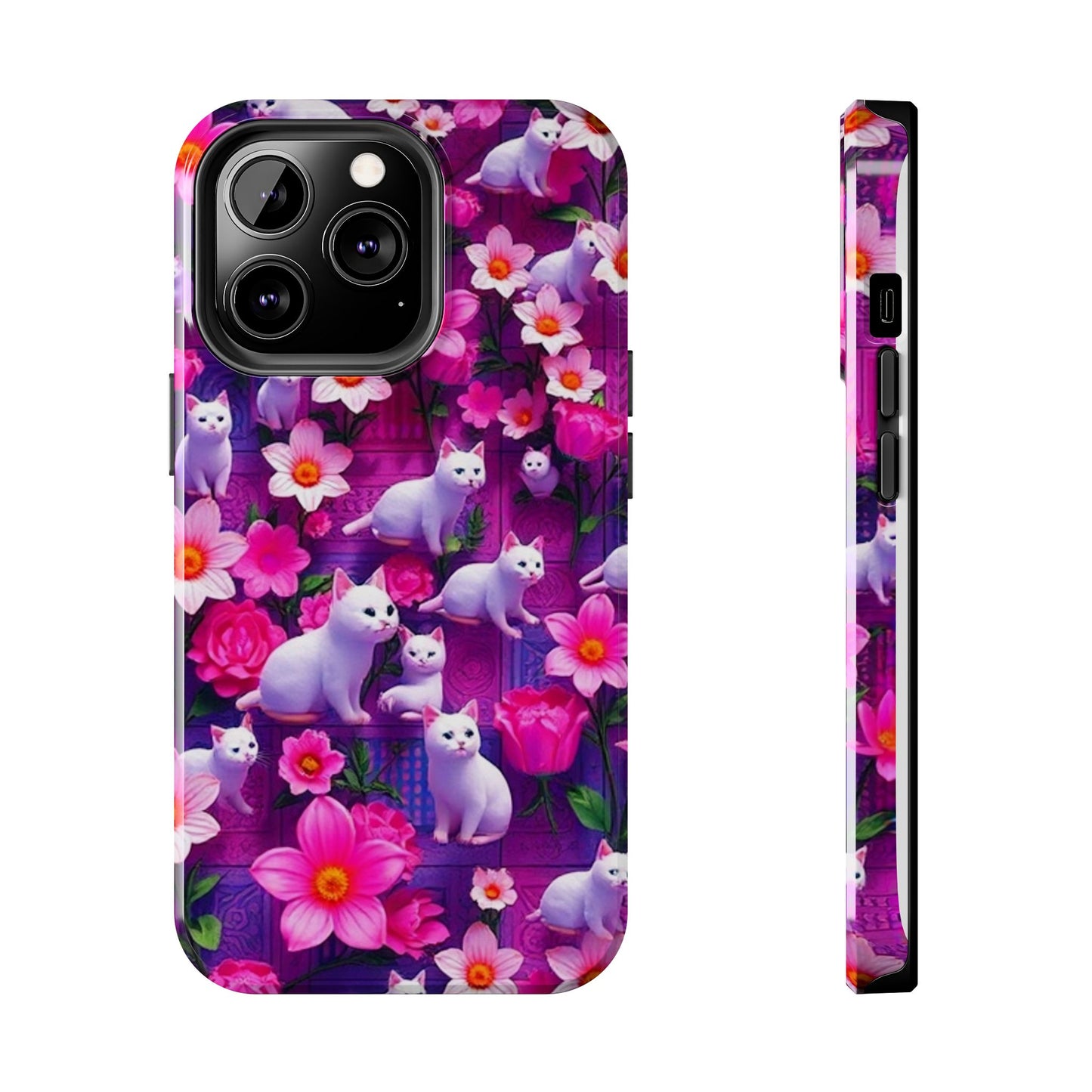 Kittens-n-Flowers Impact-Resistant Phone Case