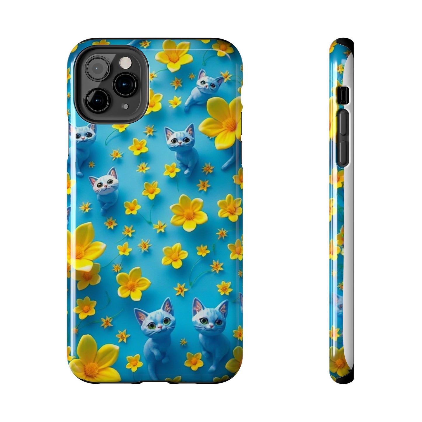 Kittens-n-Flowers Impact-Resistant Phone Case