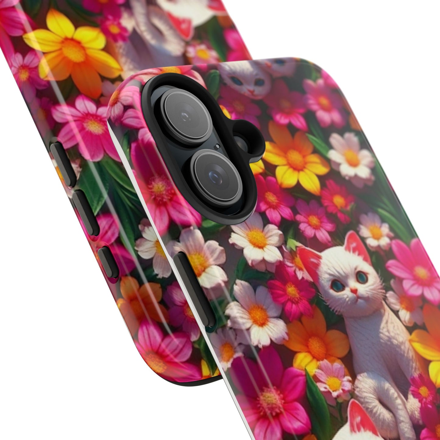 Kittens-n-Flowers Impact-Resistant Phone Case