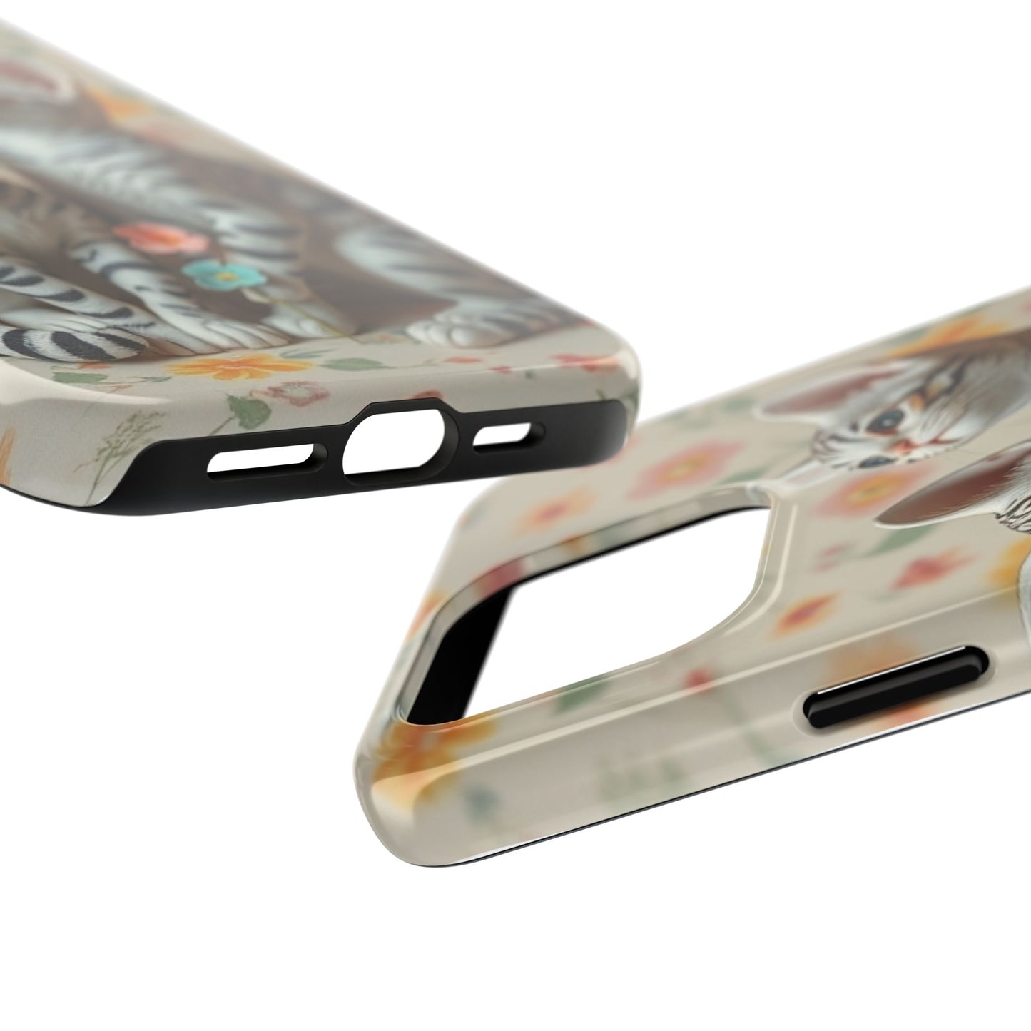 Kittens-n-Flowers Impact-Resistant Phone Case