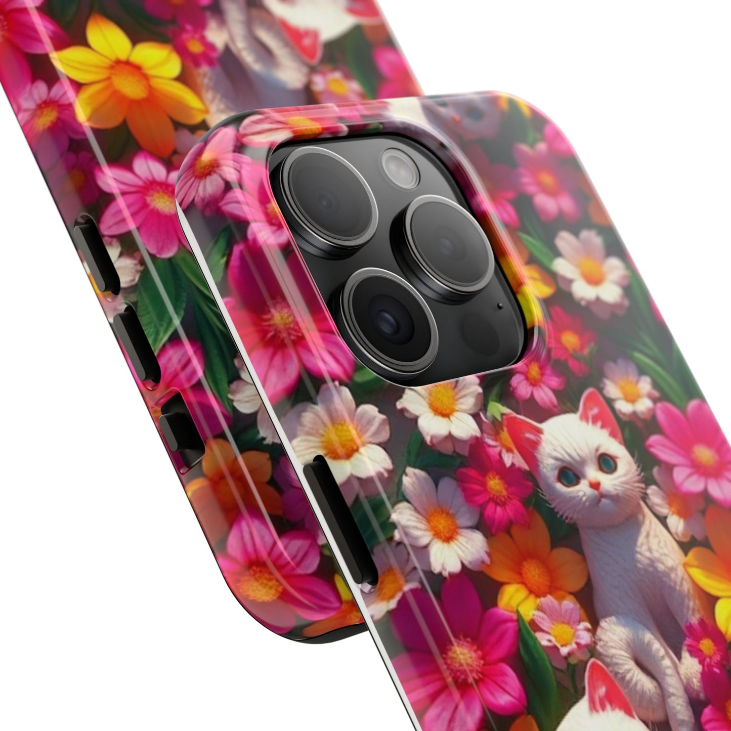 Kittens-n-Flowers Impact-Resistant Phone Case