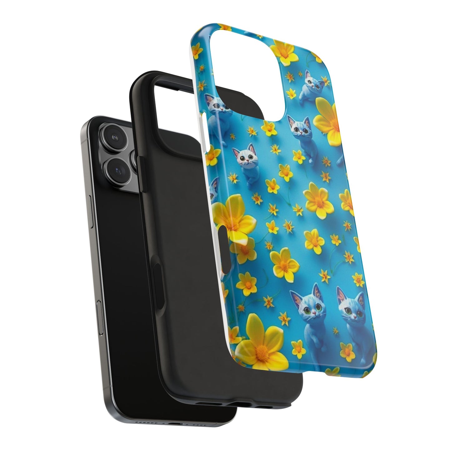 Kittens-n-Flowers Impact-Resistant Phone Case