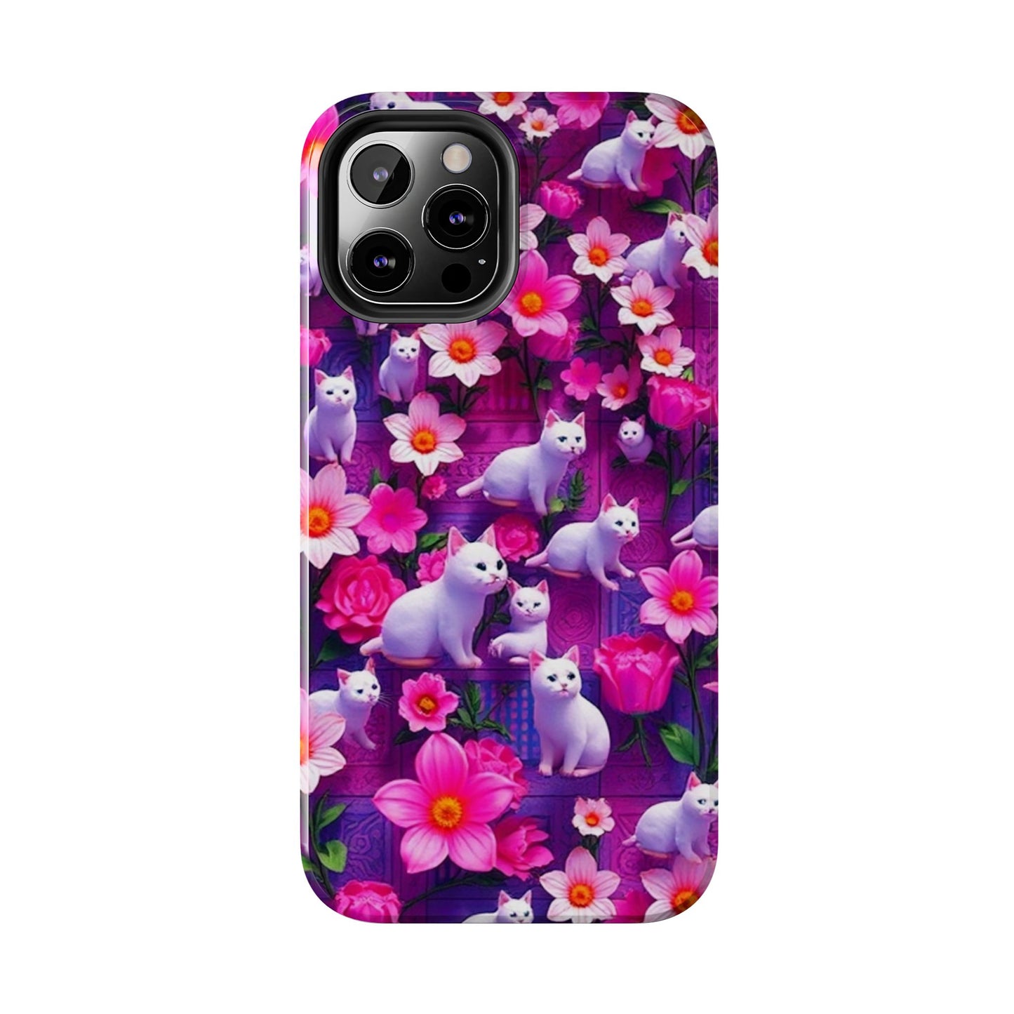 Kittens-n-Flowers Impact-Resistant Phone Case