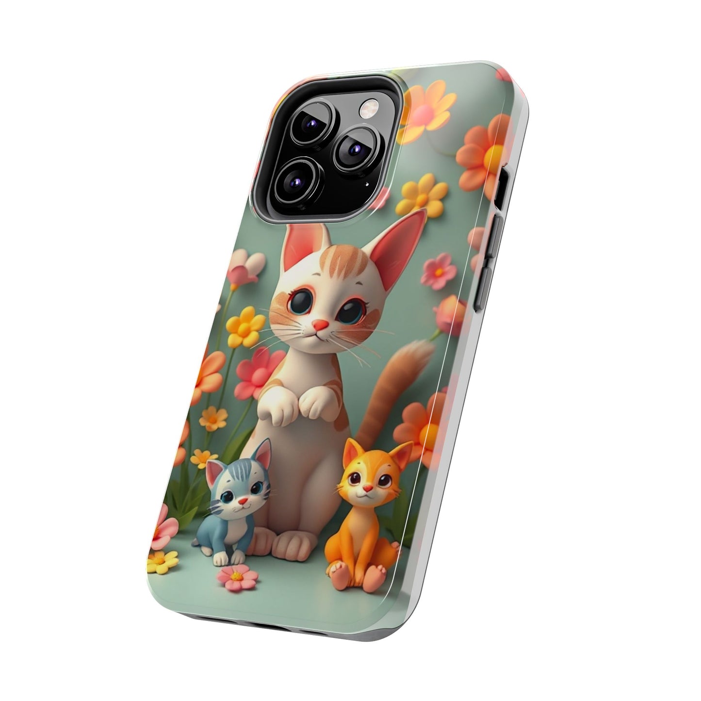 Kittens-n-Flowers Impact-Resistant Phone Case