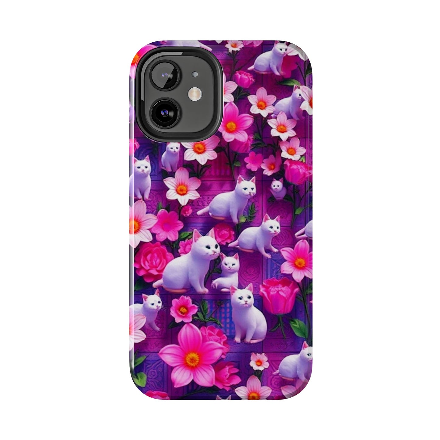 Kittens-n-Flowers Impact-Resistant Phone Case