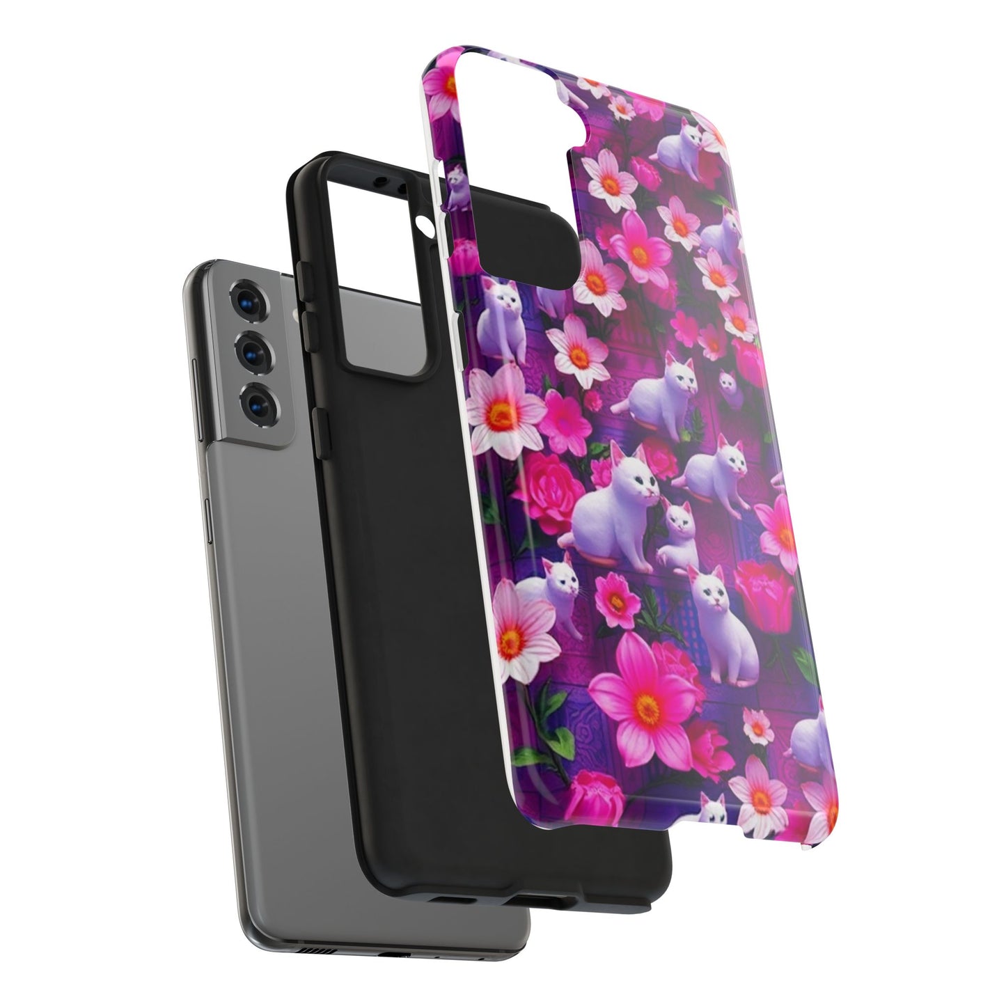 Kittens-n-Flowers Impact-Resistant Phone Case