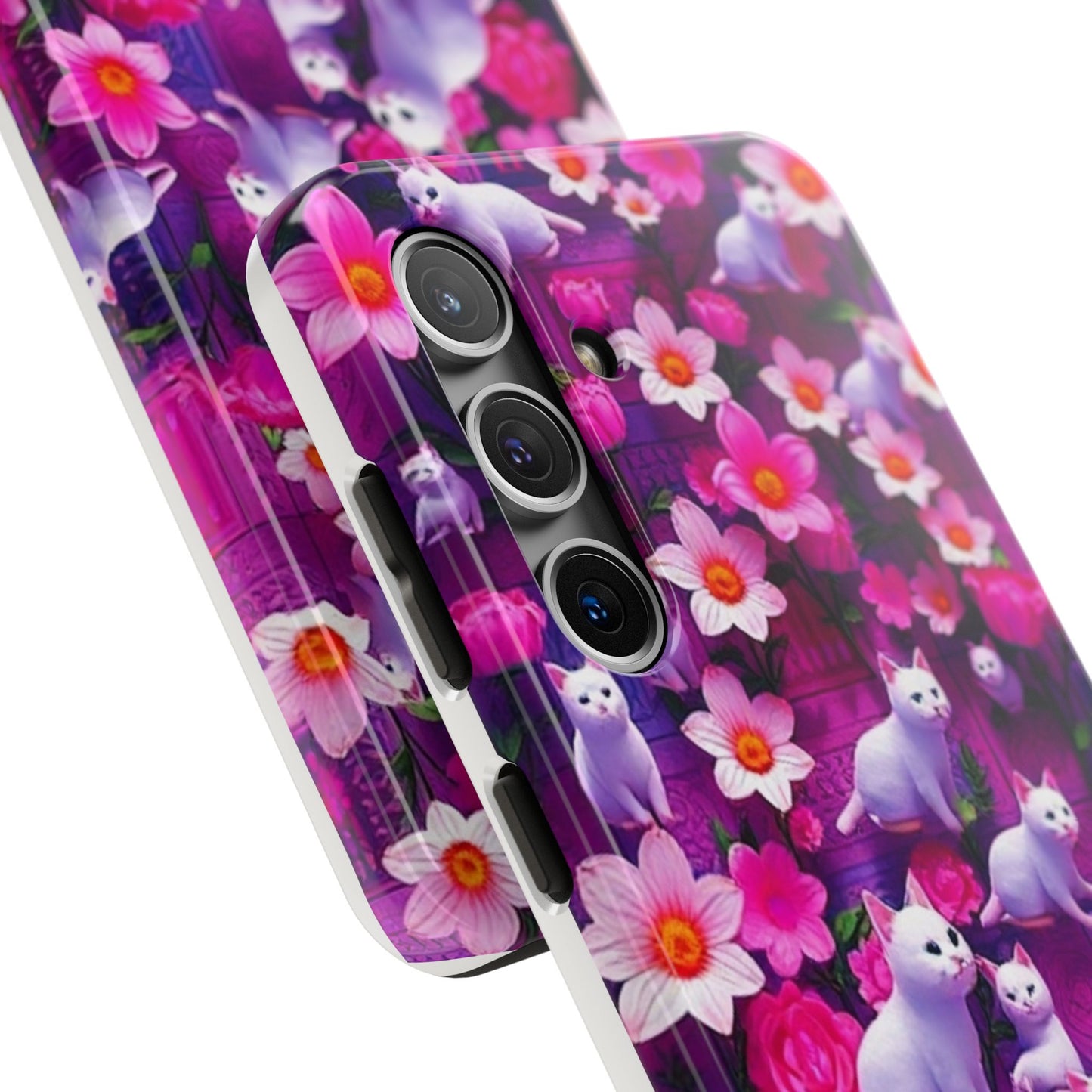 Kittens-n-Flowers Impact-Resistant Phone Case