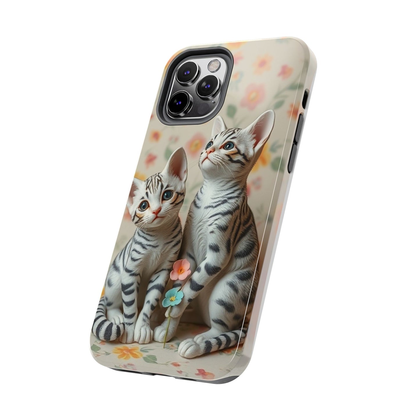 Kittens-n-Flowers Impact-Resistant Phone Case