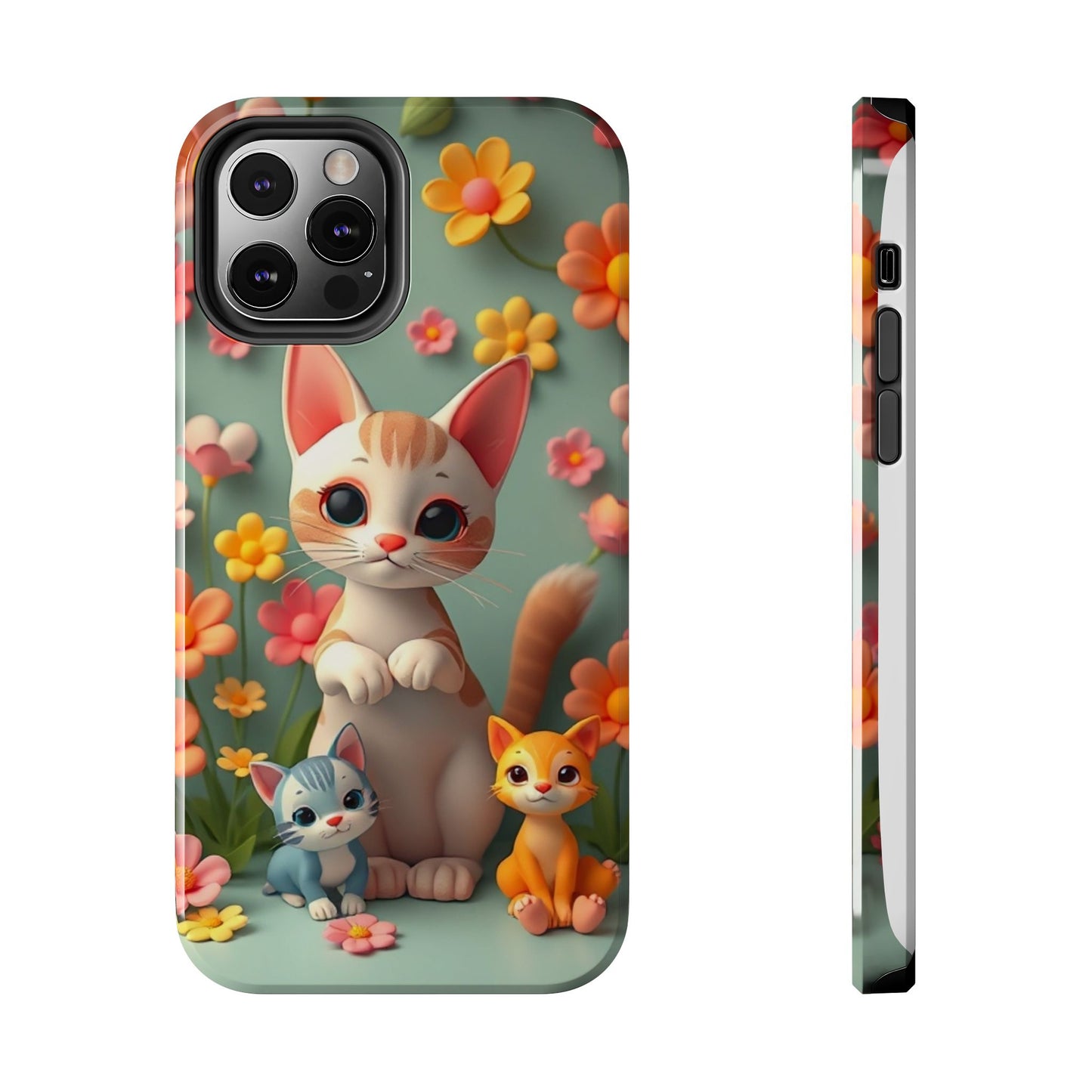 Kittens-n-Flowers Impact-Resistant Phone Case