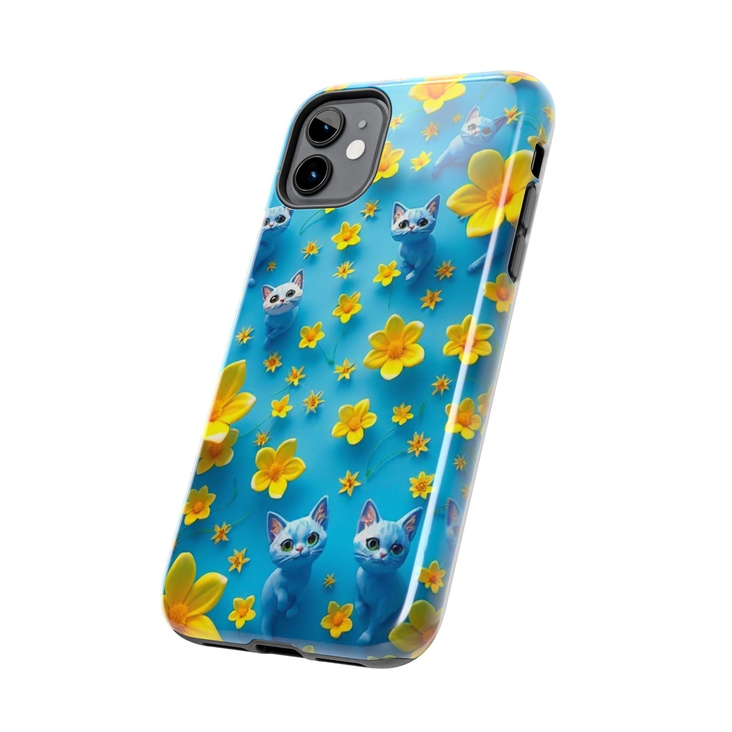 Kittens-n-Flowers Impact-Resistant Phone Case