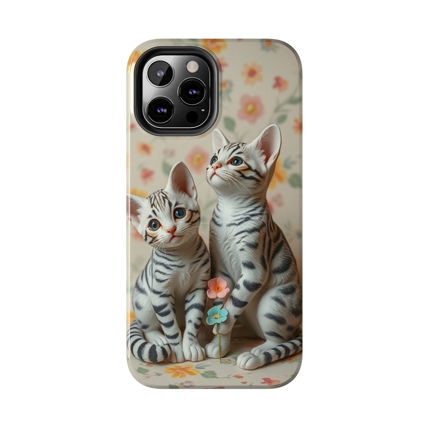 Kittens-n-Flowers Impact-Resistant Phone Case