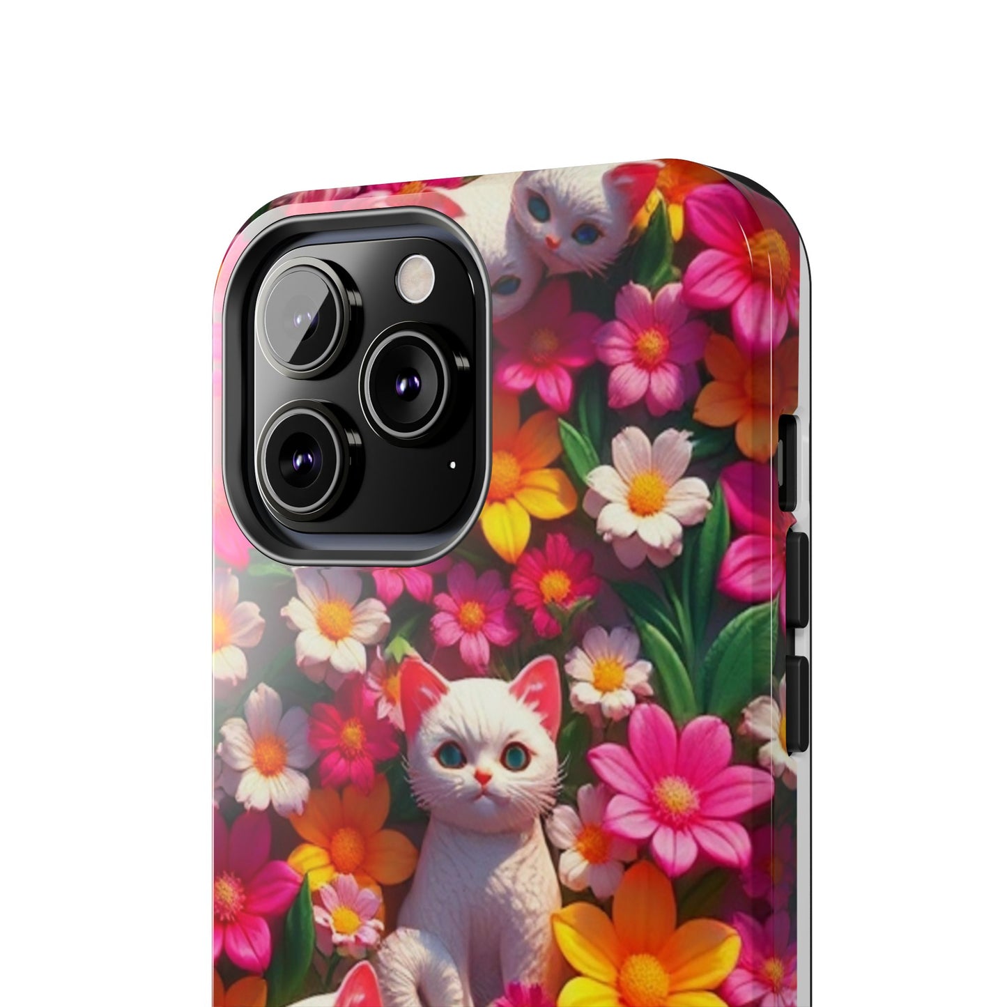 Kittens-n-Flowers Impact-Resistant Phone Case