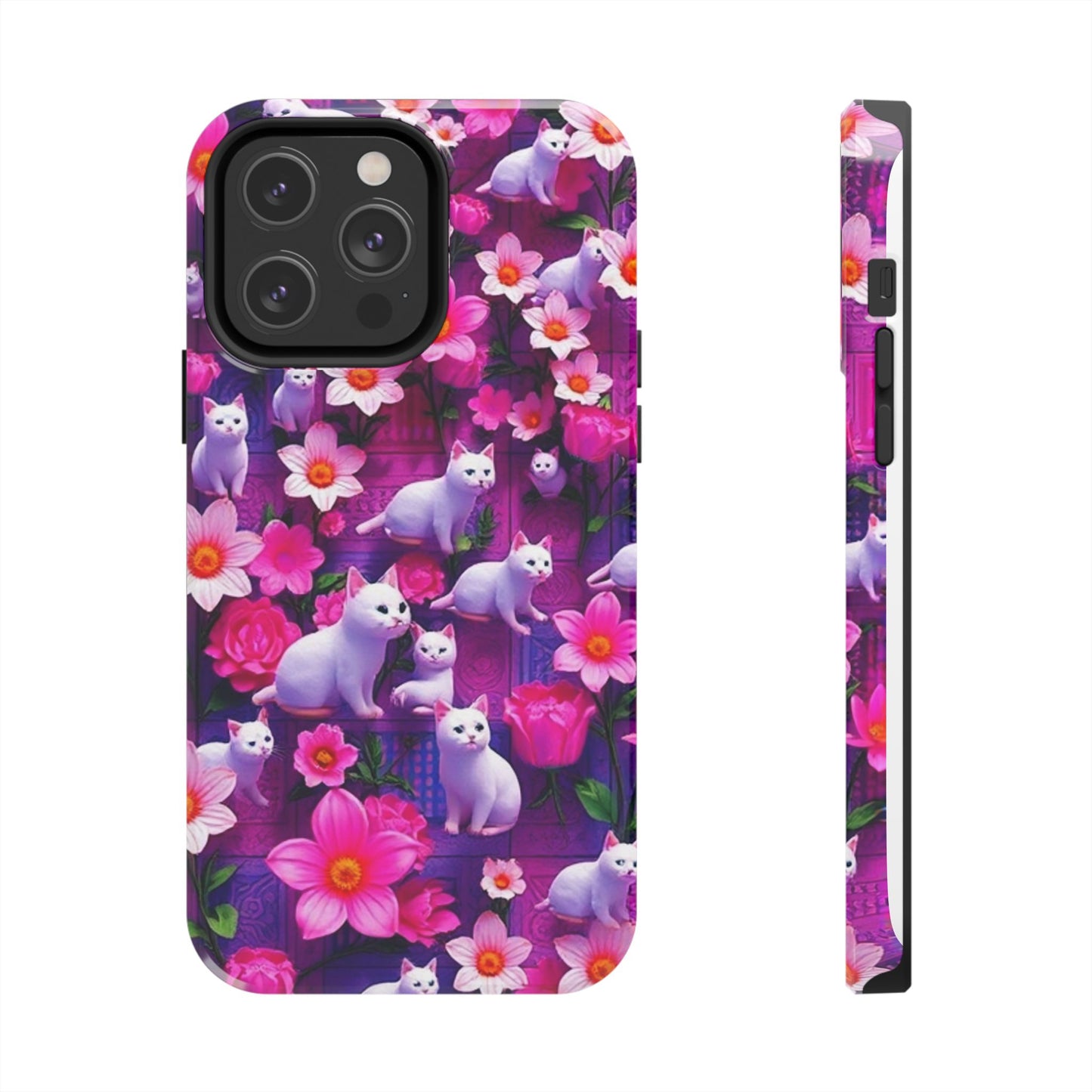 Kittens-n-Flowers Impact-Resistant Phone Case