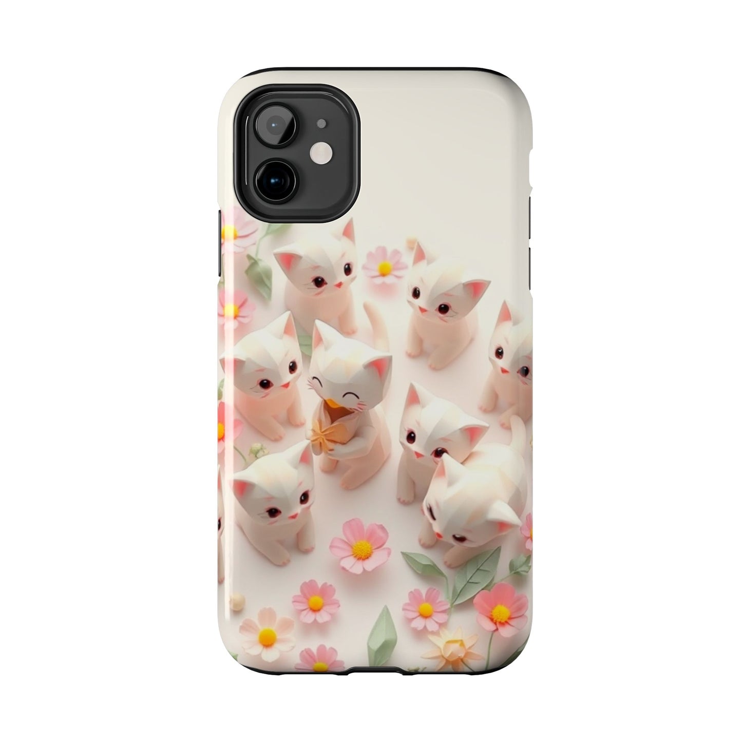 Kittens-n-Flowers Impact-Resistant Phone Case