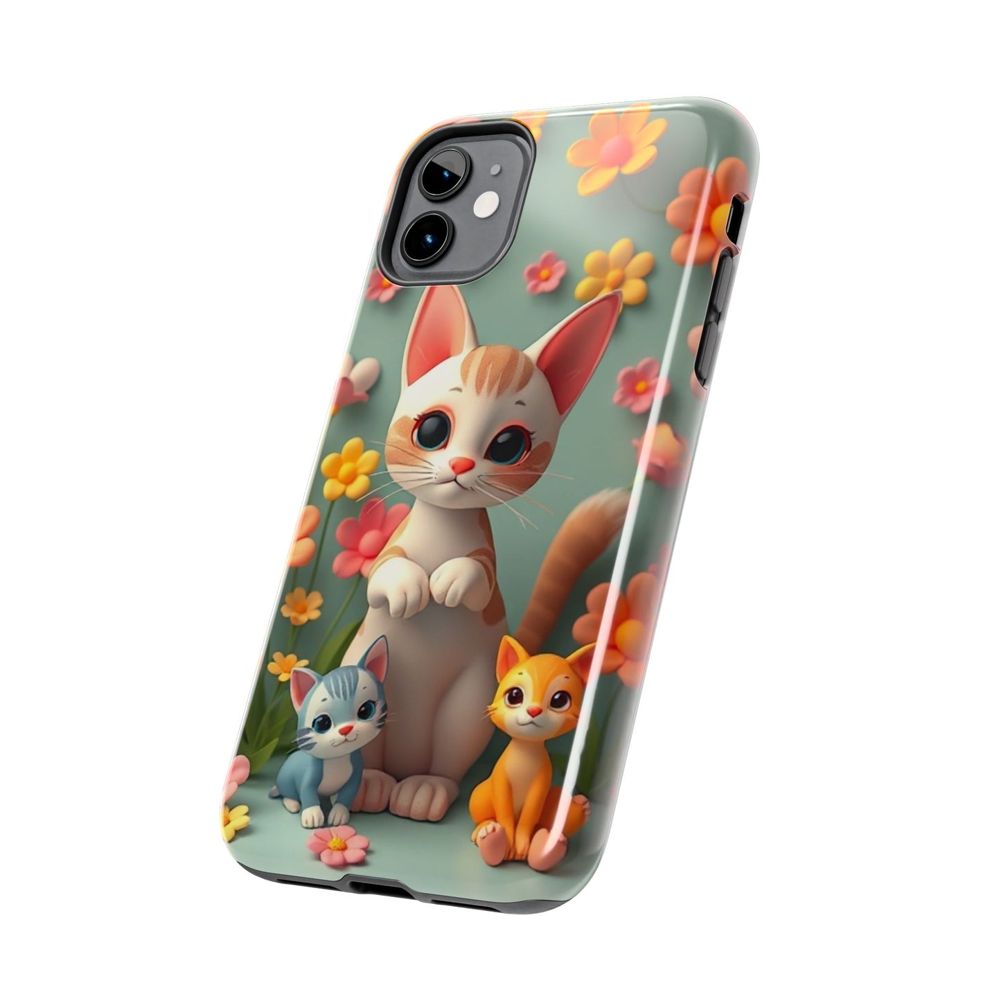 Kittens-n-Flowers Impact-Resistant Phone Case