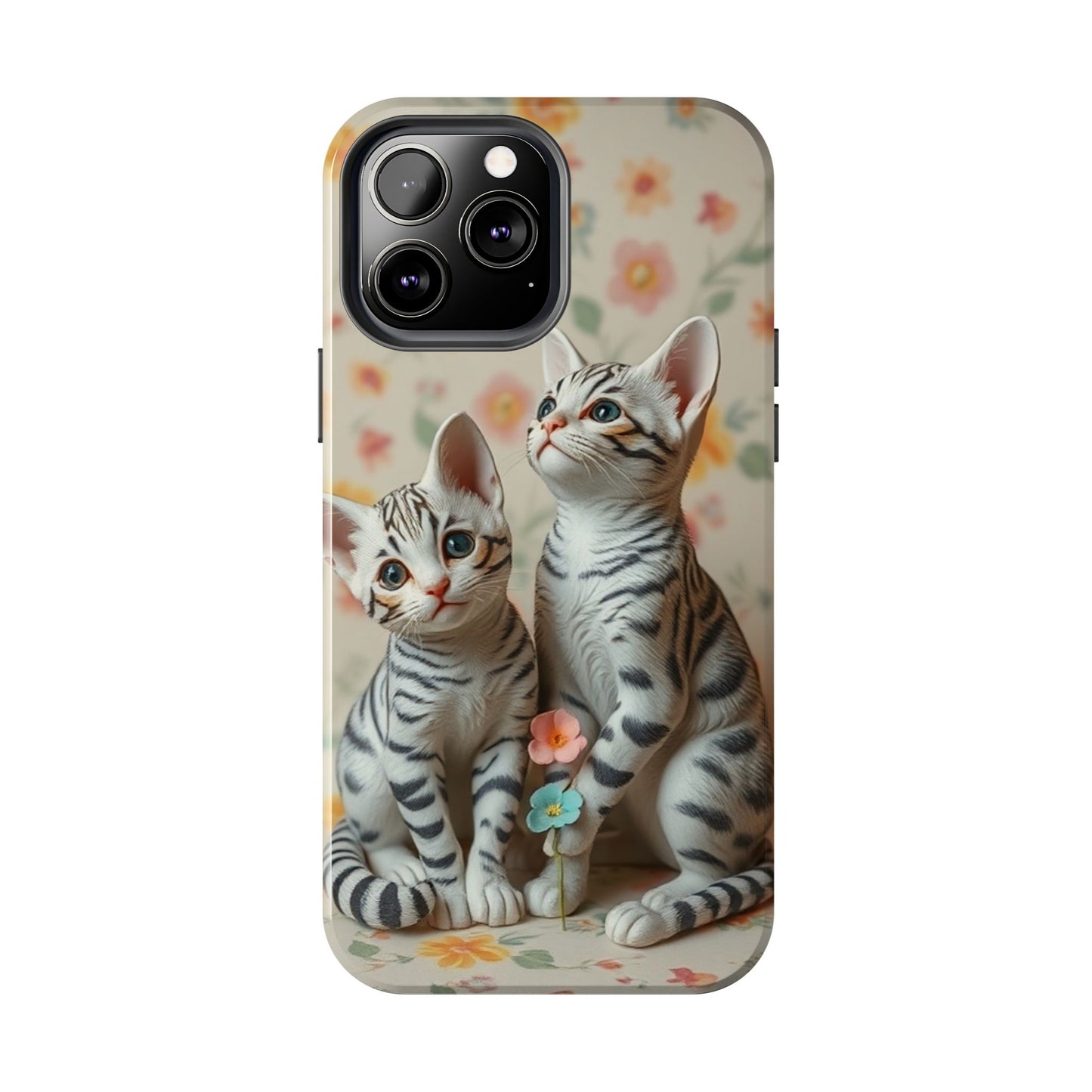 Kittens-n-Flowers Impact-Resistant Phone Case