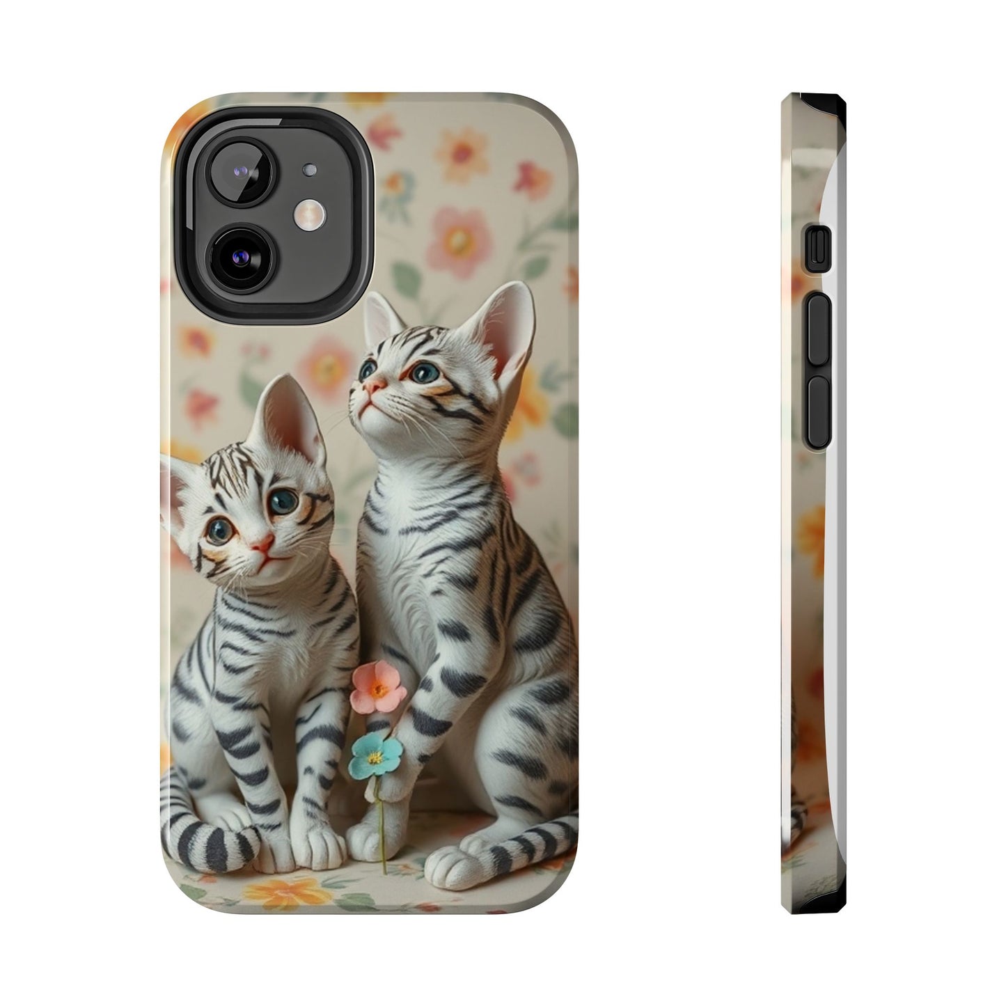 Kittens-n-Flowers Impact-Resistant Phone Case