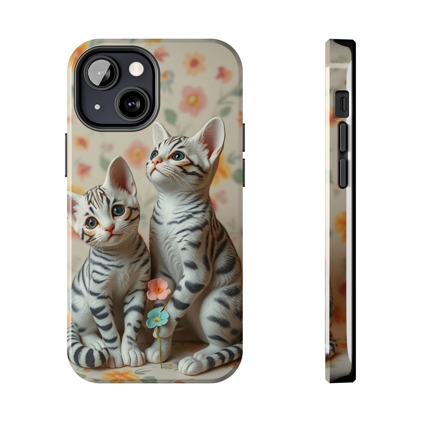 Kittens-n-Flowers Impact-Resistant Phone Case