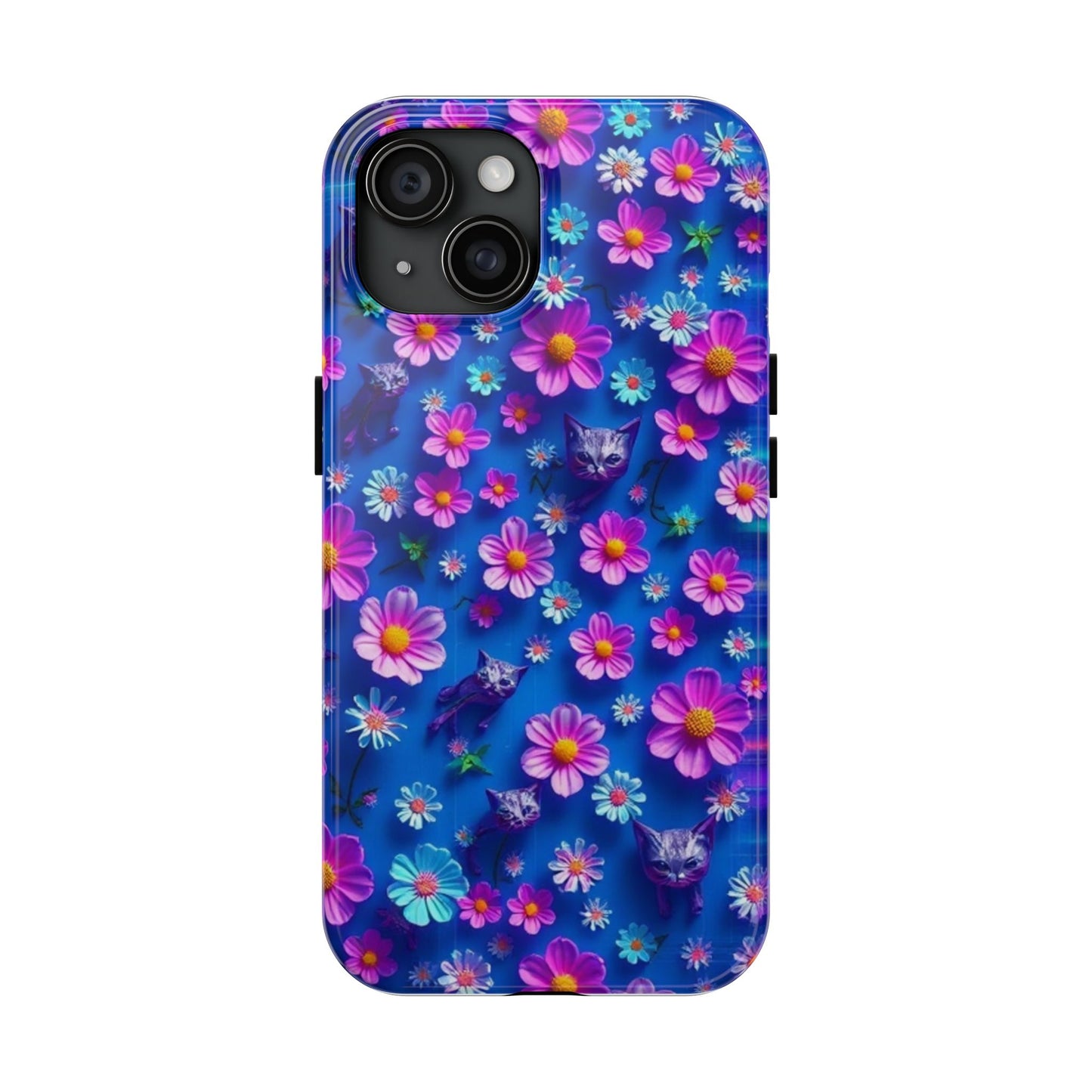 Kittens-n-Flowers Impact-Resistant Phone Case