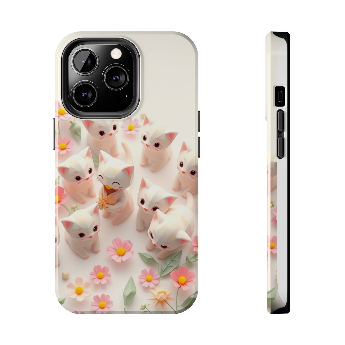 Kittens-n-Flowers Impact-Resistant Phone Case