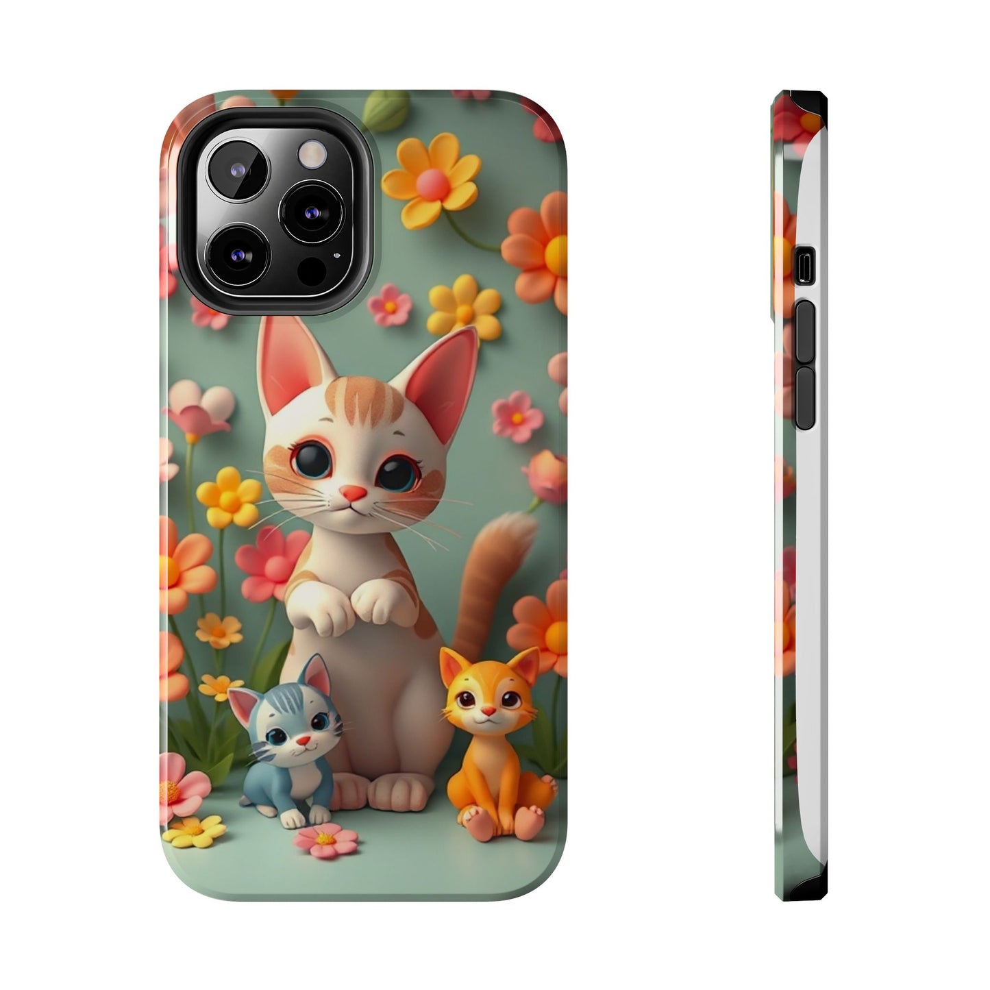 Kittens-n-Flowers Impact-Resistant Phone Case