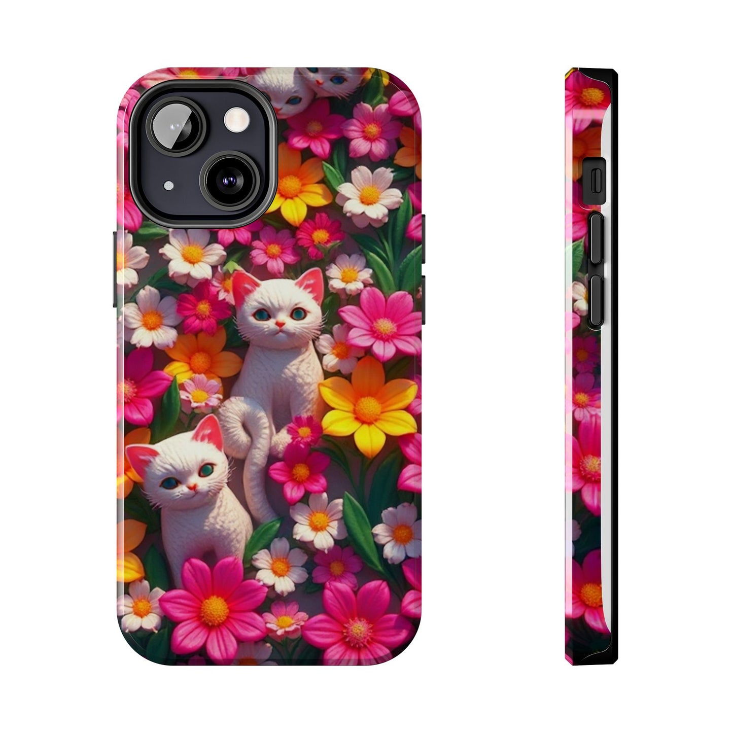 Kittens-n-Flowers Impact-Resistant Phone Case