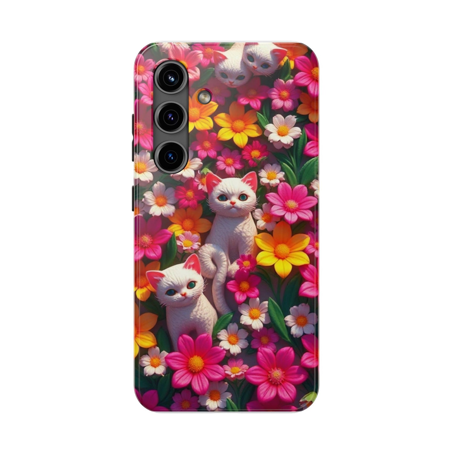 Kittens-n-Flowers Impact-Resistant Phone Case