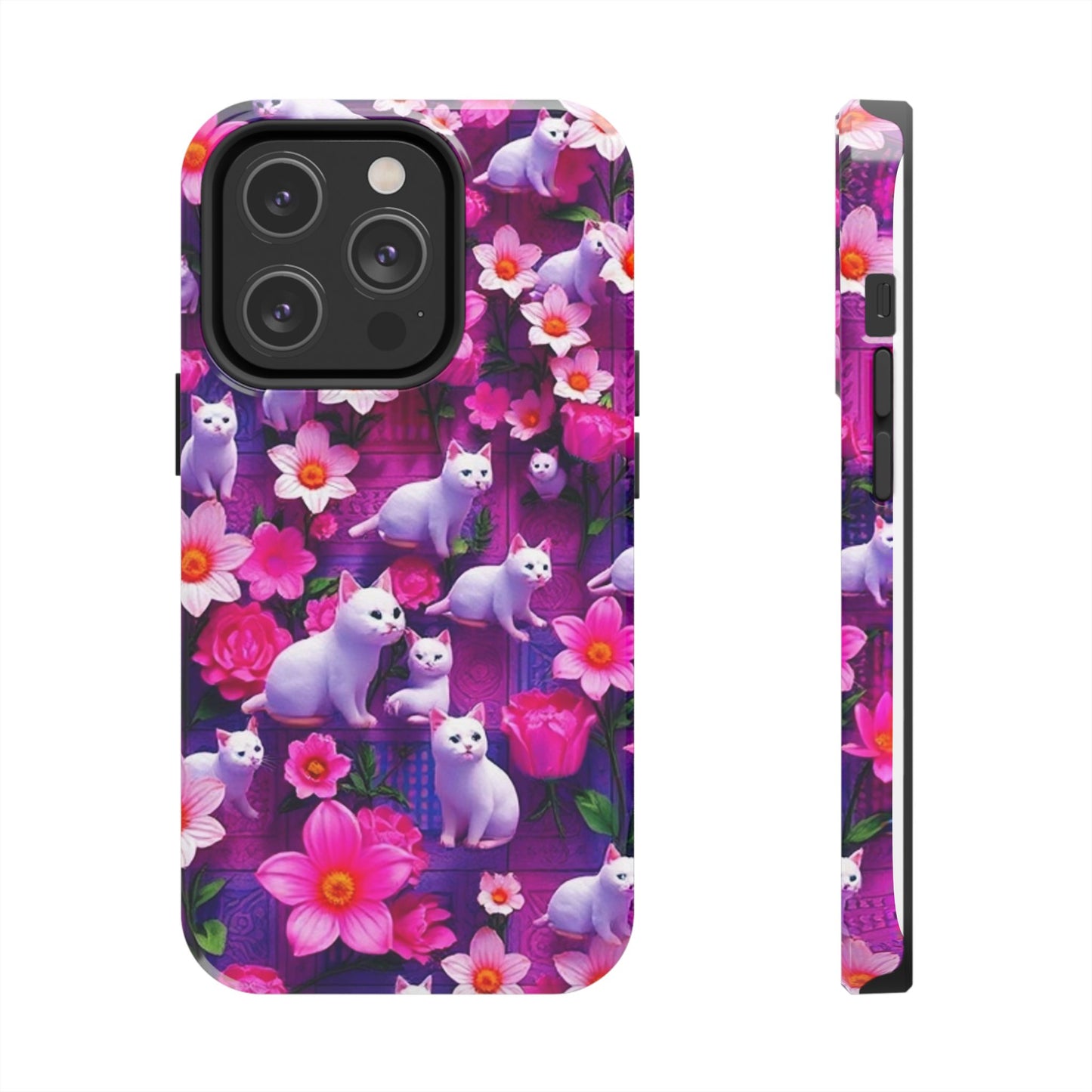 Kittens-n-Flowers Impact-Resistant Phone Case