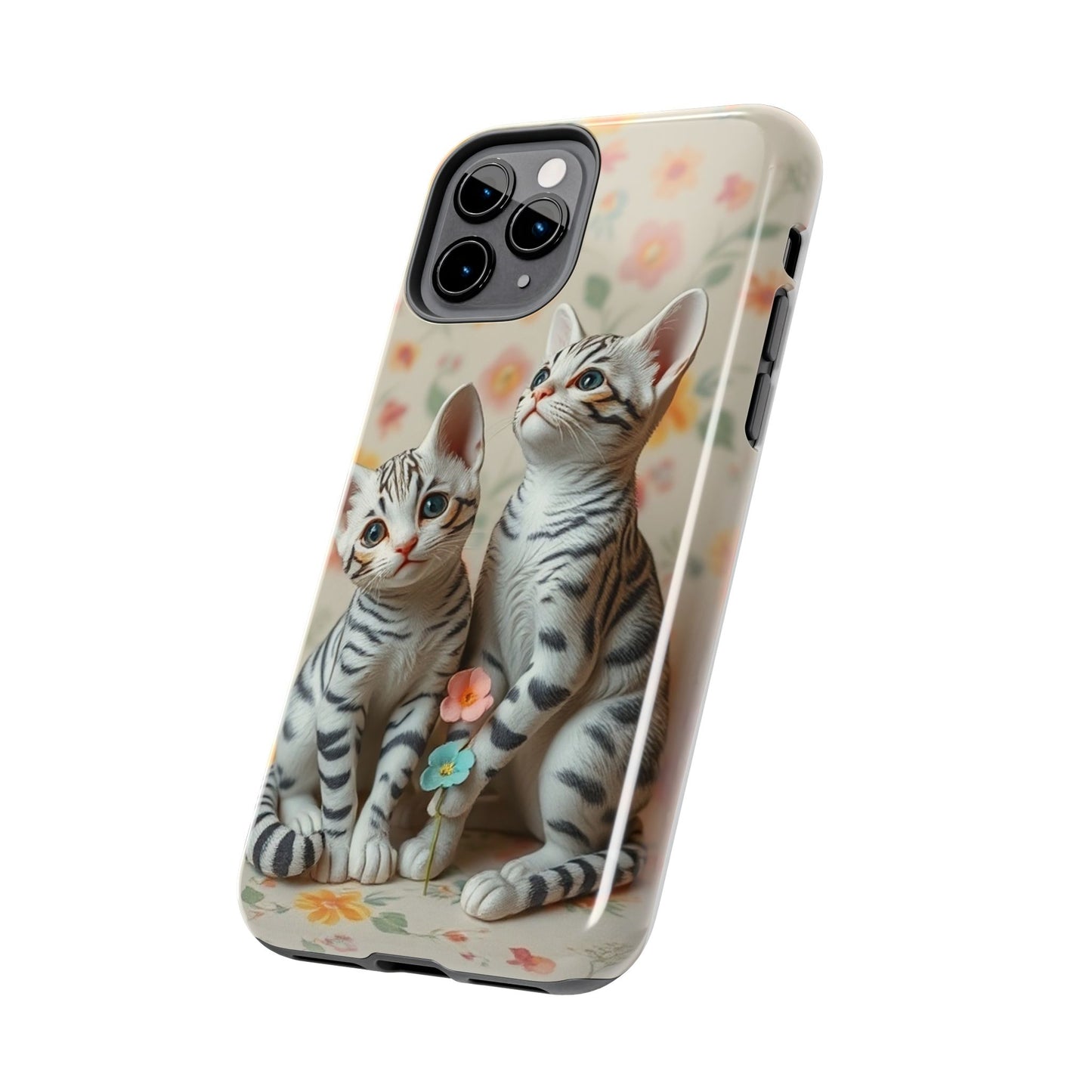 Kittens-n-Flowers Impact-Resistant Phone Case