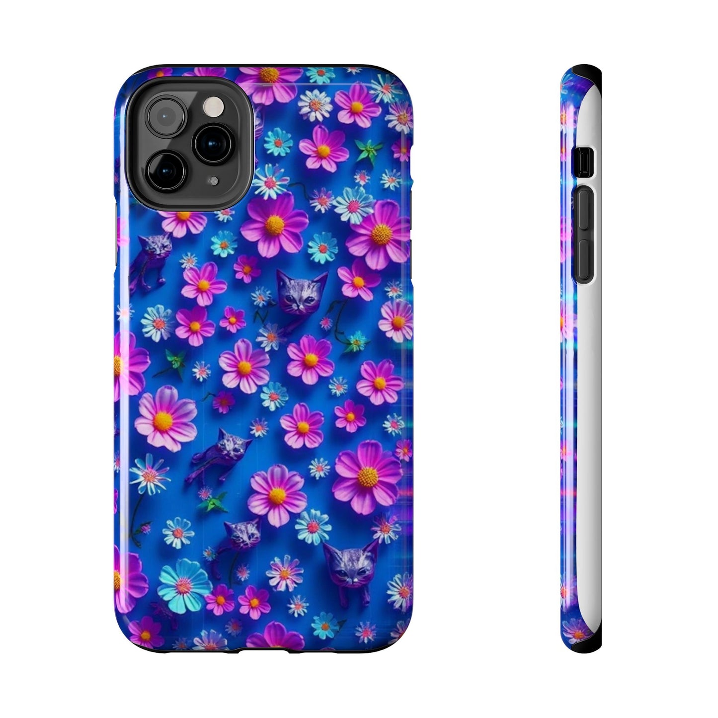 Kittens-n-Flowers Impact-Resistant Phone Case